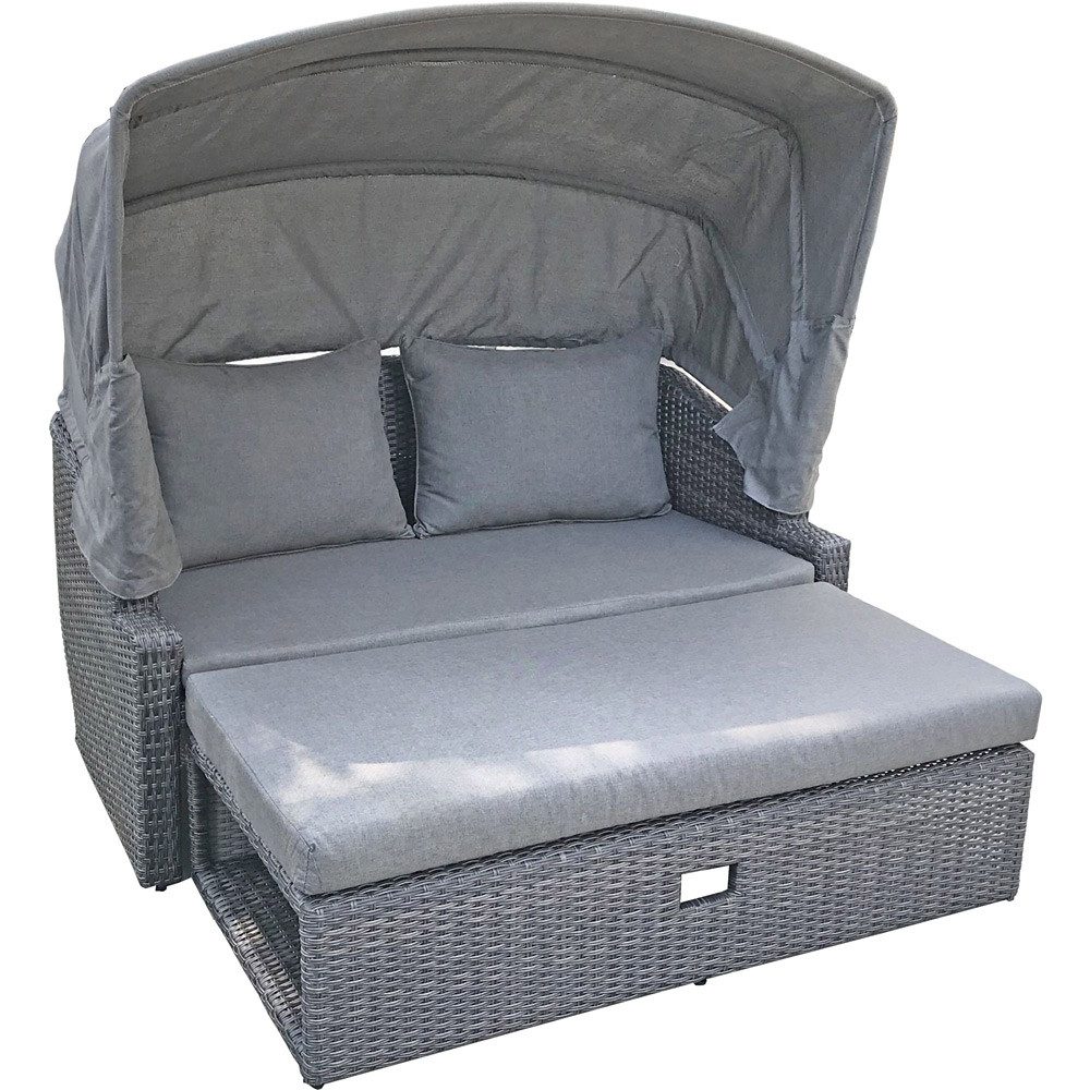 Lomadox Gartenlounge-Set GARDA-120, Funktionssofa mit Sonnendach in grau, B/H/T: ca. 144/74-155/74-146 cm