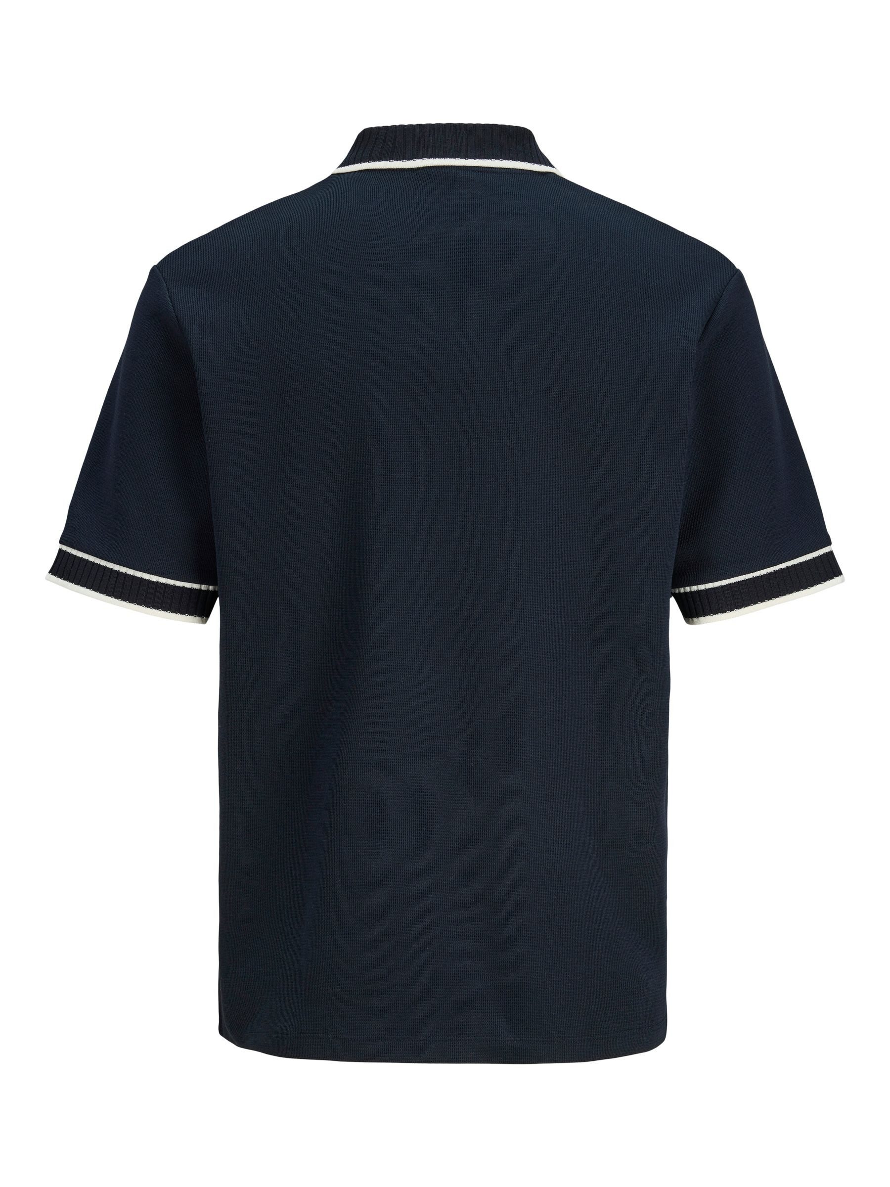 Jack & Jones Poloshirt Klassischer Strick V-Ausschnitt mit Kontraststreifen JORSUMMER SPLIT NECK POLO STYD SS25