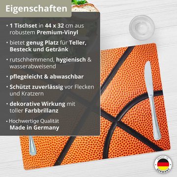 Platzset, Tischset,  Platzset abwaschbar - für Kinder - Basketball, Tischsetmacher, (aus erstklassigem Vinyl (Kunststoff - BPA-frei), 1-St., 44 x 32 cm - rutschfeste Tischdekoration), Made in Germany
