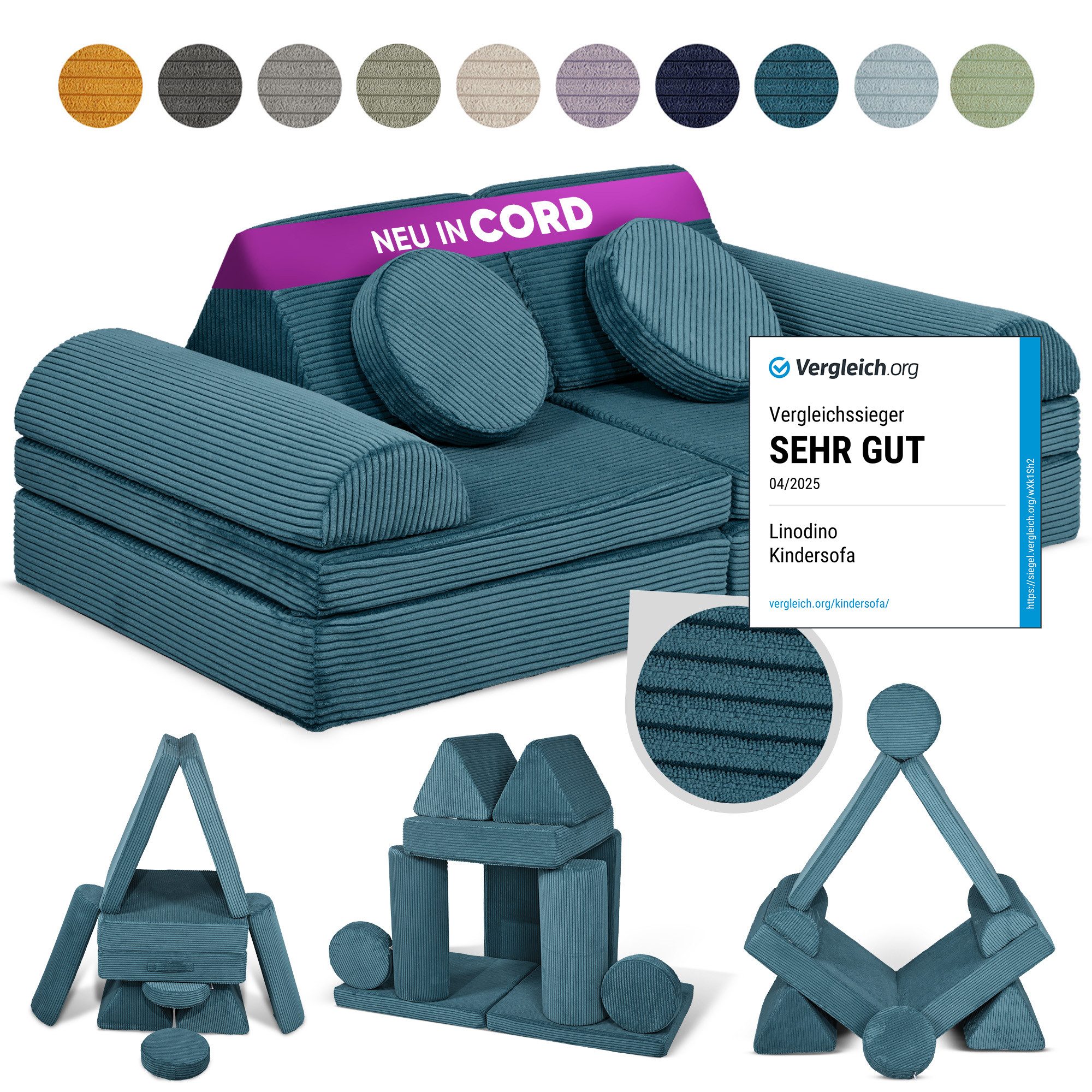 Linodino Kindersofa Spielsofa I Schaumstoff Stapelsteine günstig online kaufen