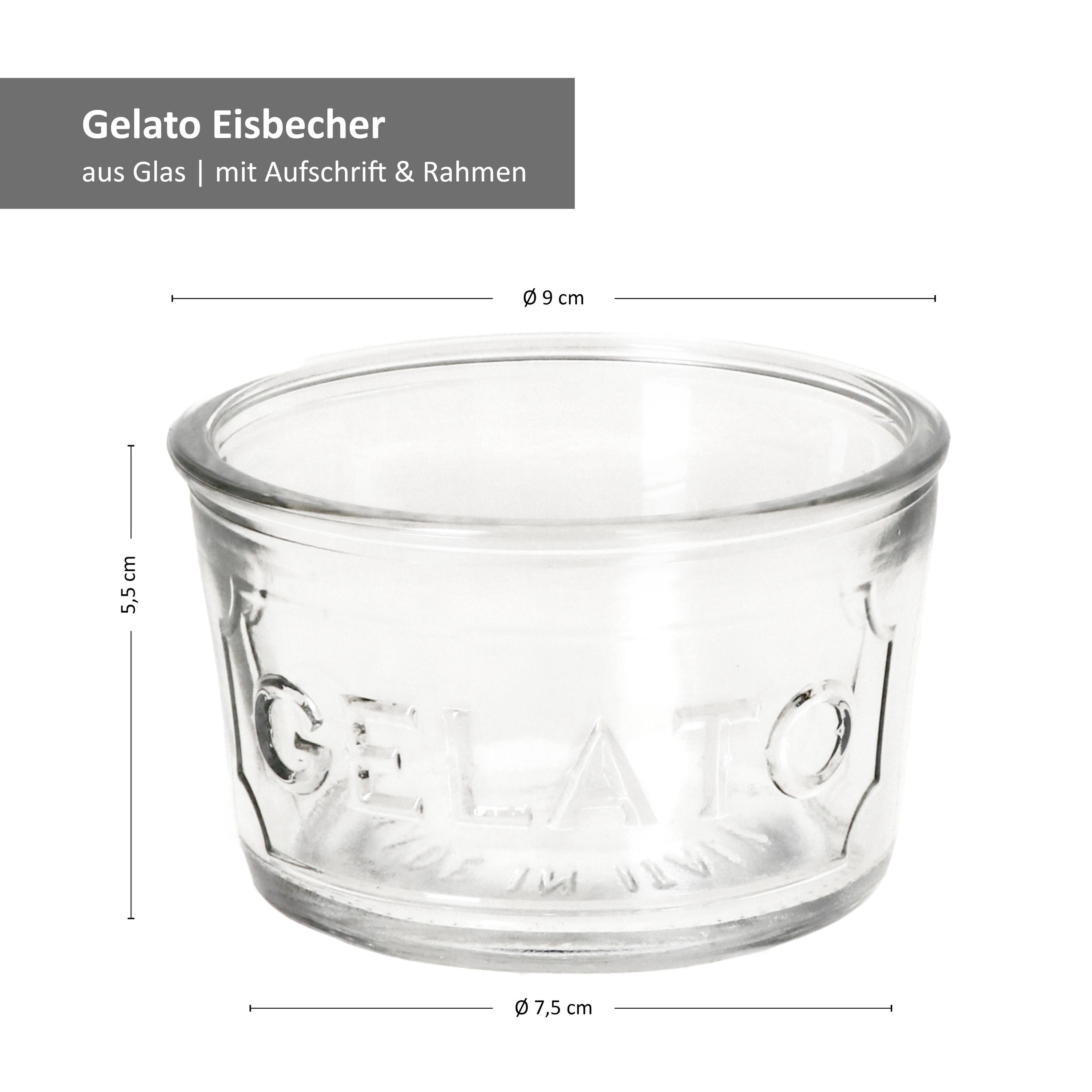 Gelato Glas 150ml, 6er Eisschale Set Eisbecher Glas MamboCat