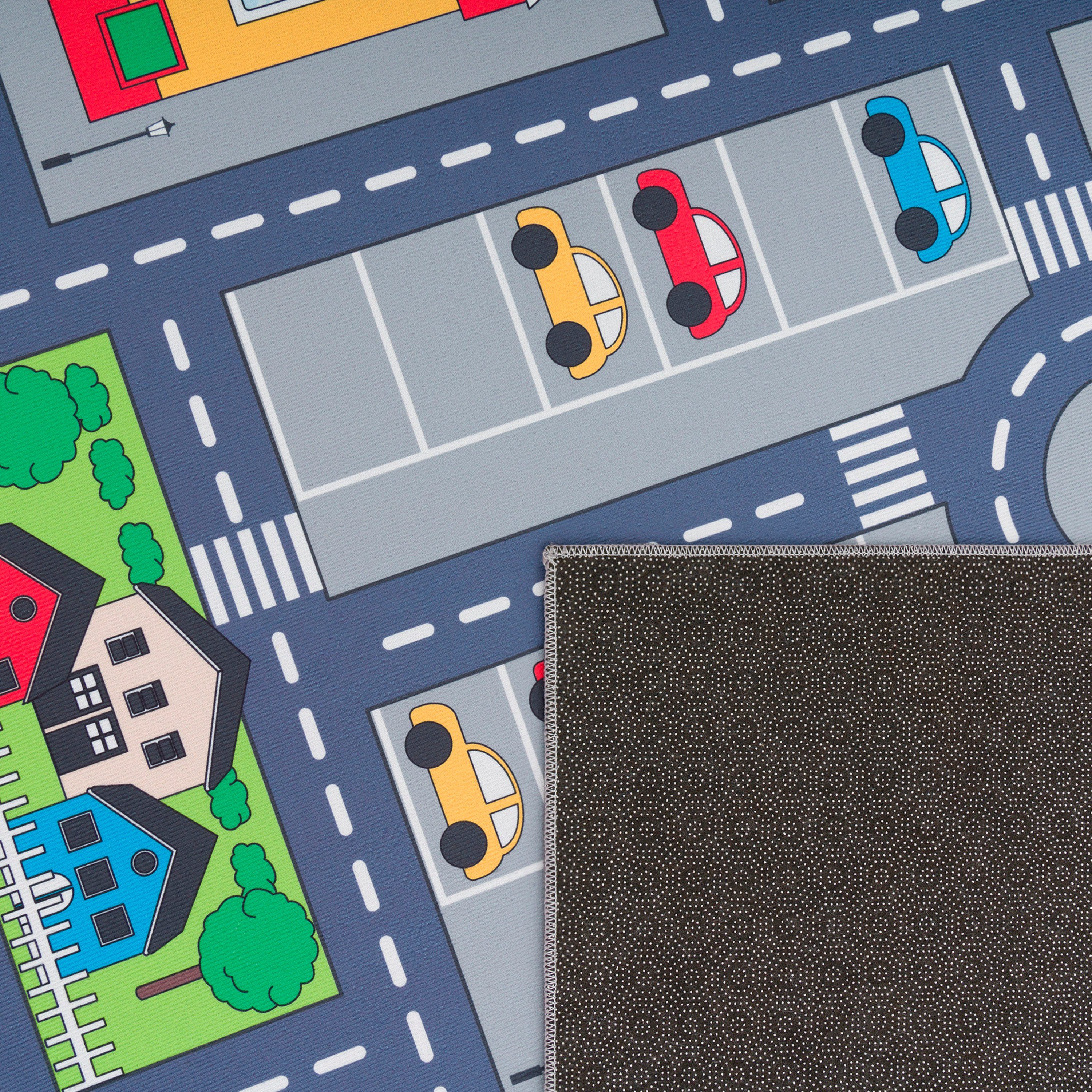 Paco Home Kinderteppich Bino 576, rechteckig, Höhe: 4 mm, Kurzflor, Straßen-Spiel-Teppich, Kinderzimmer