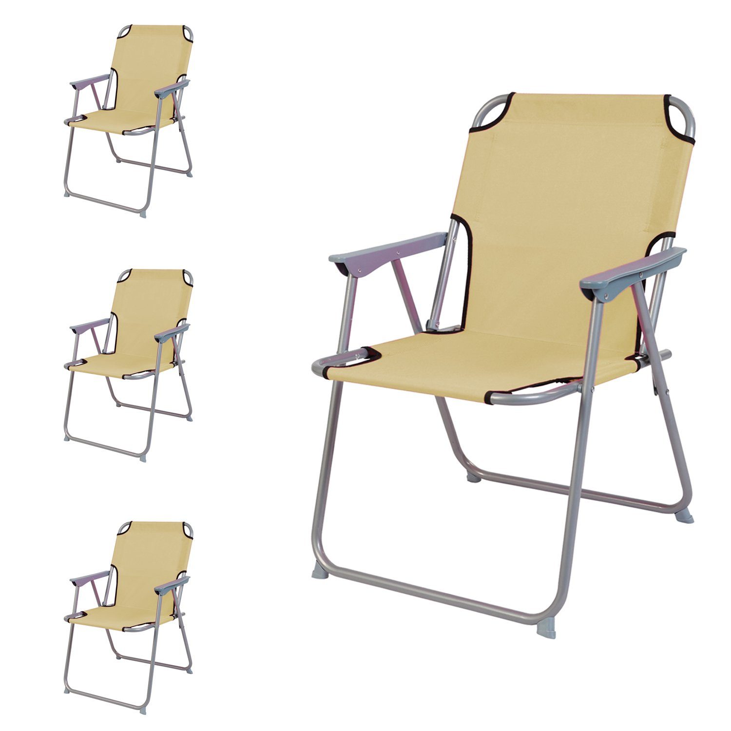 Mojawo Klappstuhl Stück Stoff Campingstuhl 4 Metall Oxfort Beige