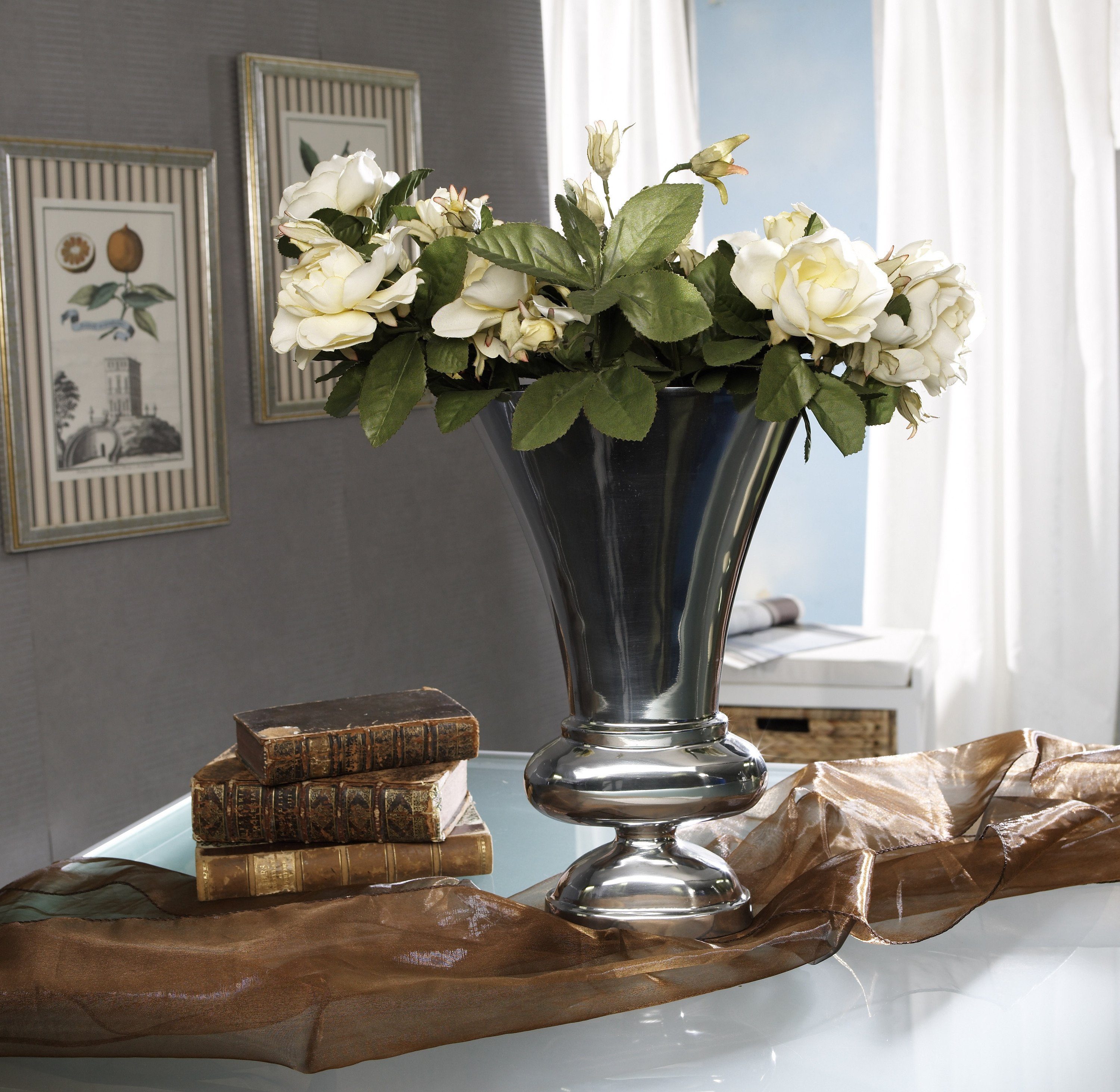 ARTRA Tischvase Aluminium Kelchvase L Dekoration Dekovase silber Tischvase günstig online kaufen