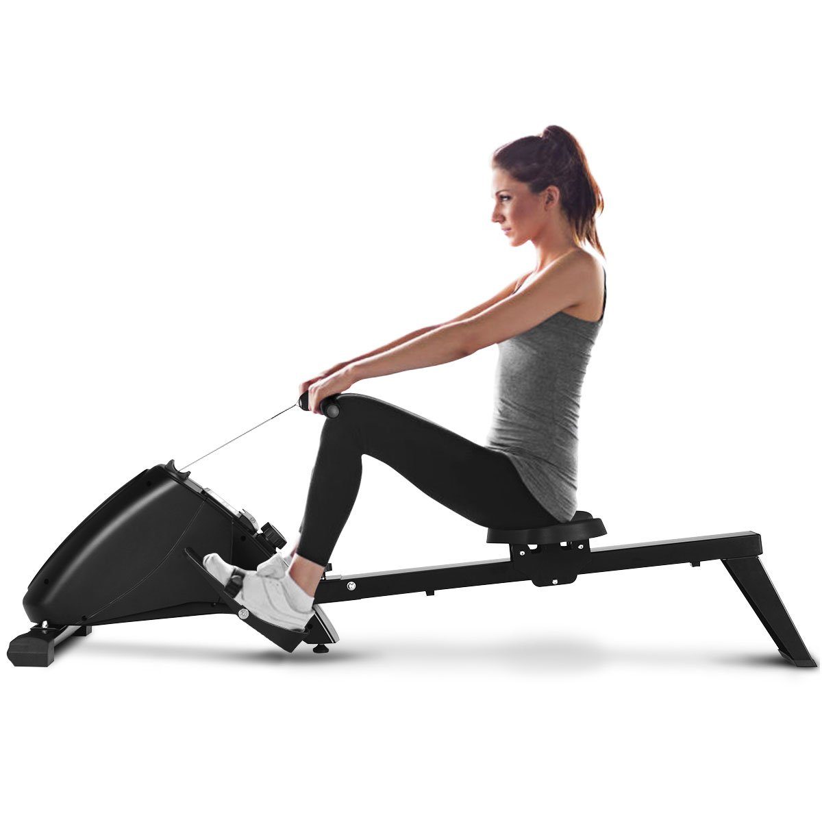 COSTWAY Heimtrainer klappbar Rudermaschine, mit 10-stufigem Widerstand & LCD-Monitor