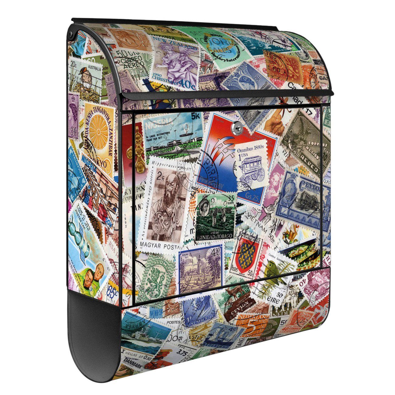 (Wandbriefkasten 39 x mit witterungsbeständig, schwarz x Briefmarken 14cm Stahl 47 pulverbeschichtet, banjado Wandbriefkasten Zeitungsfach),