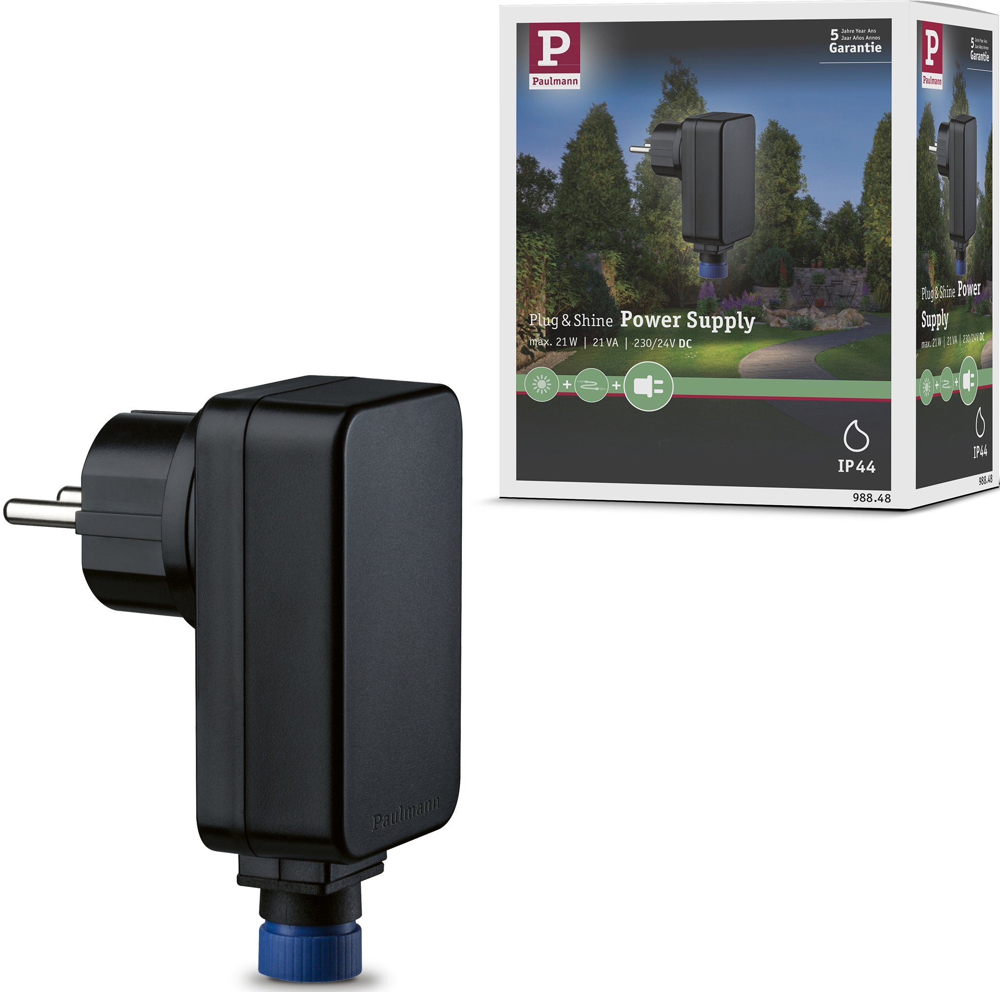 Paulmann Outdoor Plug & Shine Power Supply Schwarz Kunststoff Trafo (IP44 230/24V DC 21W)