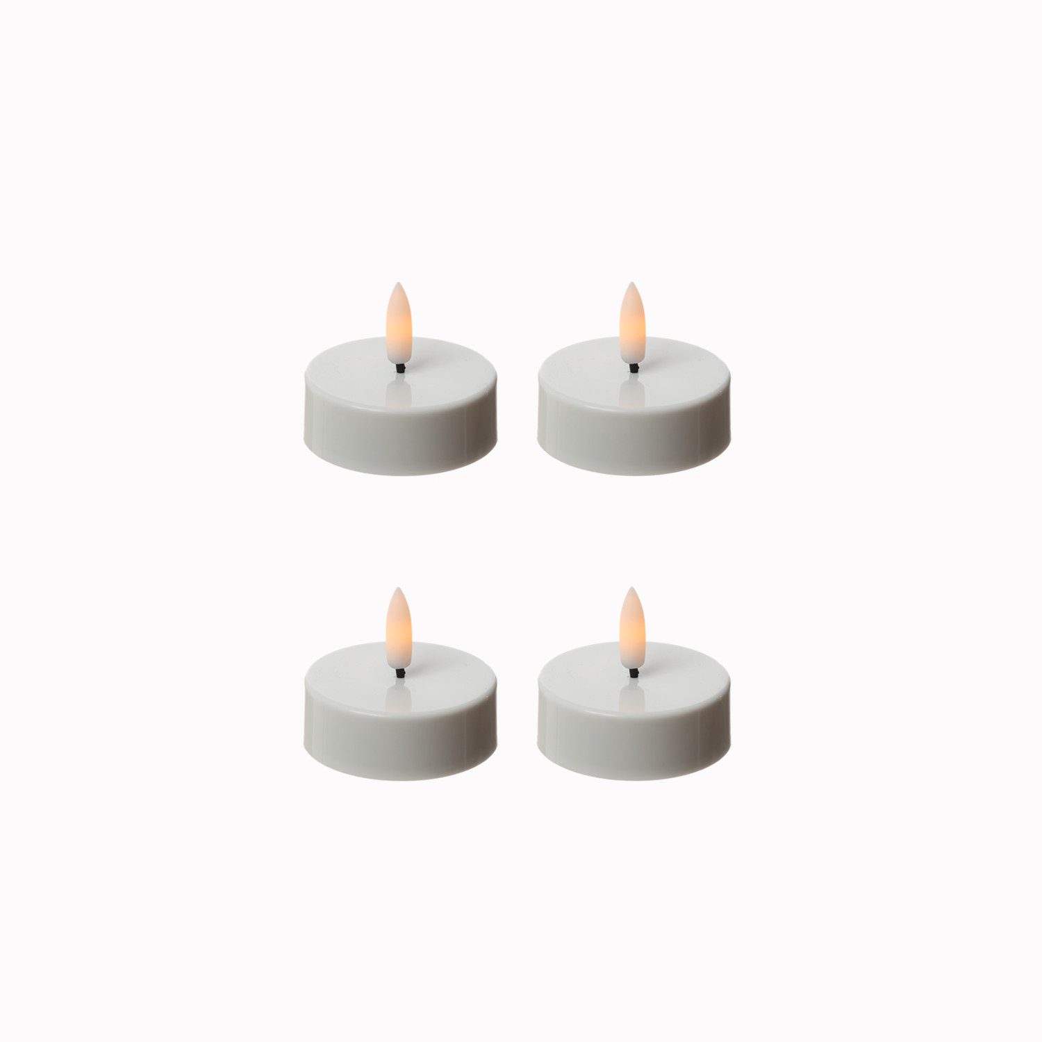 Adilina LED-Teelicht LED Maxi Teelichter Kunststoff 3D Flamme Timer D: 5,8cm weiß 4er Set, LED Classic, warmweiß (2100K bis 3000K) – Bild 2 von 5