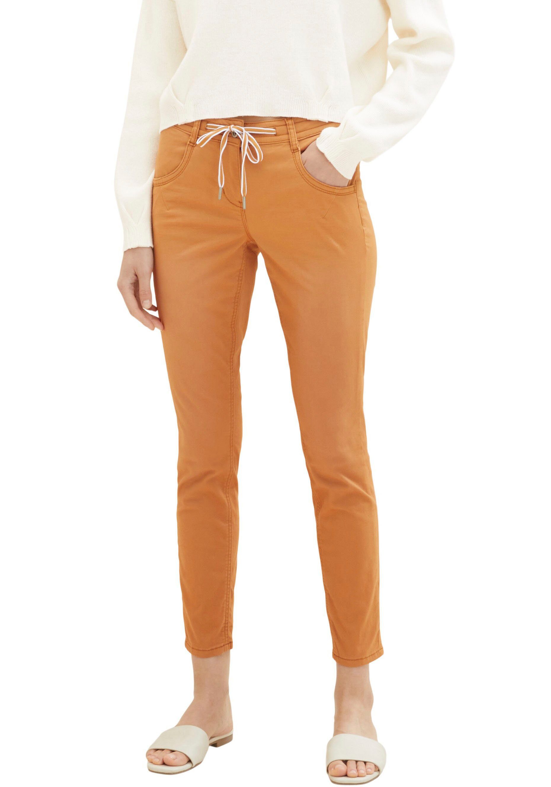 mit Bündchen brown TOM TAILOR Bindeband 7/8-Hose am terracotta