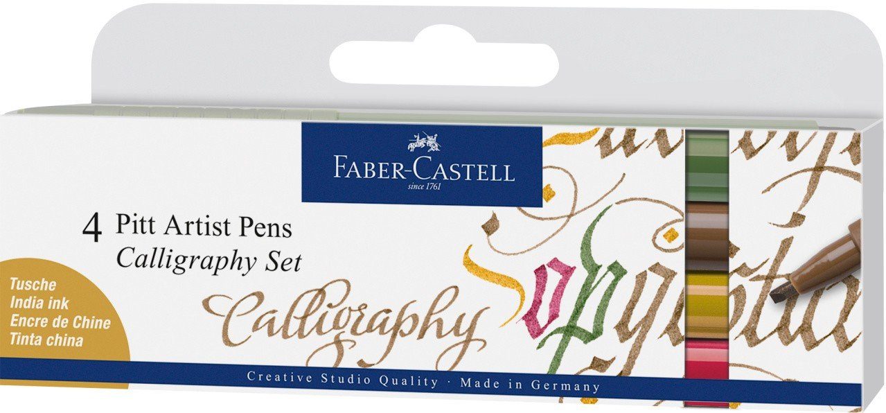 Faber-Castell Fineliner Faber-Castell Tuschestifte Pitt Artist Pens Calligraphy, 4er Set Co...