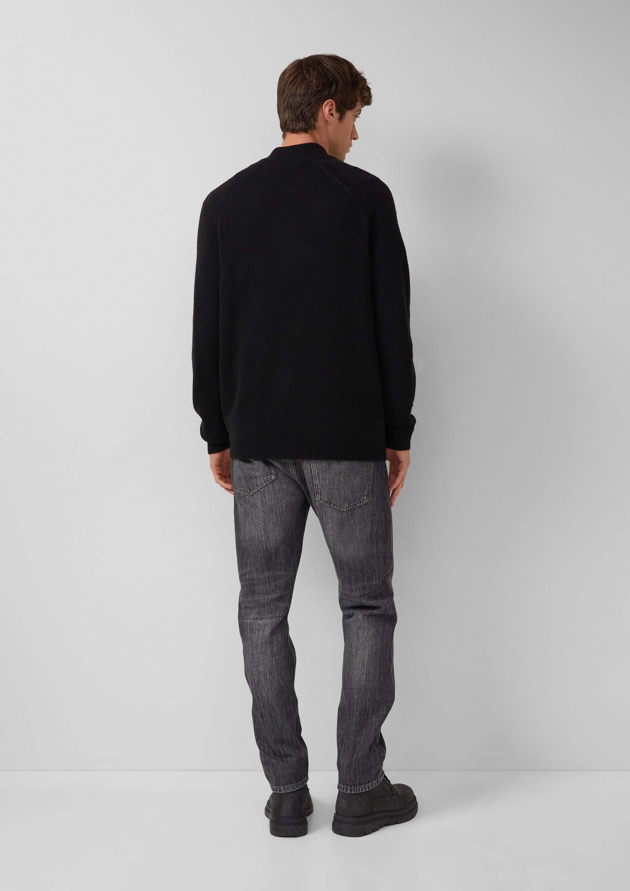 s.Oliver Longpullover Strickpullover Strickpullover aus reiner Wolle mit Troyer-Kragen