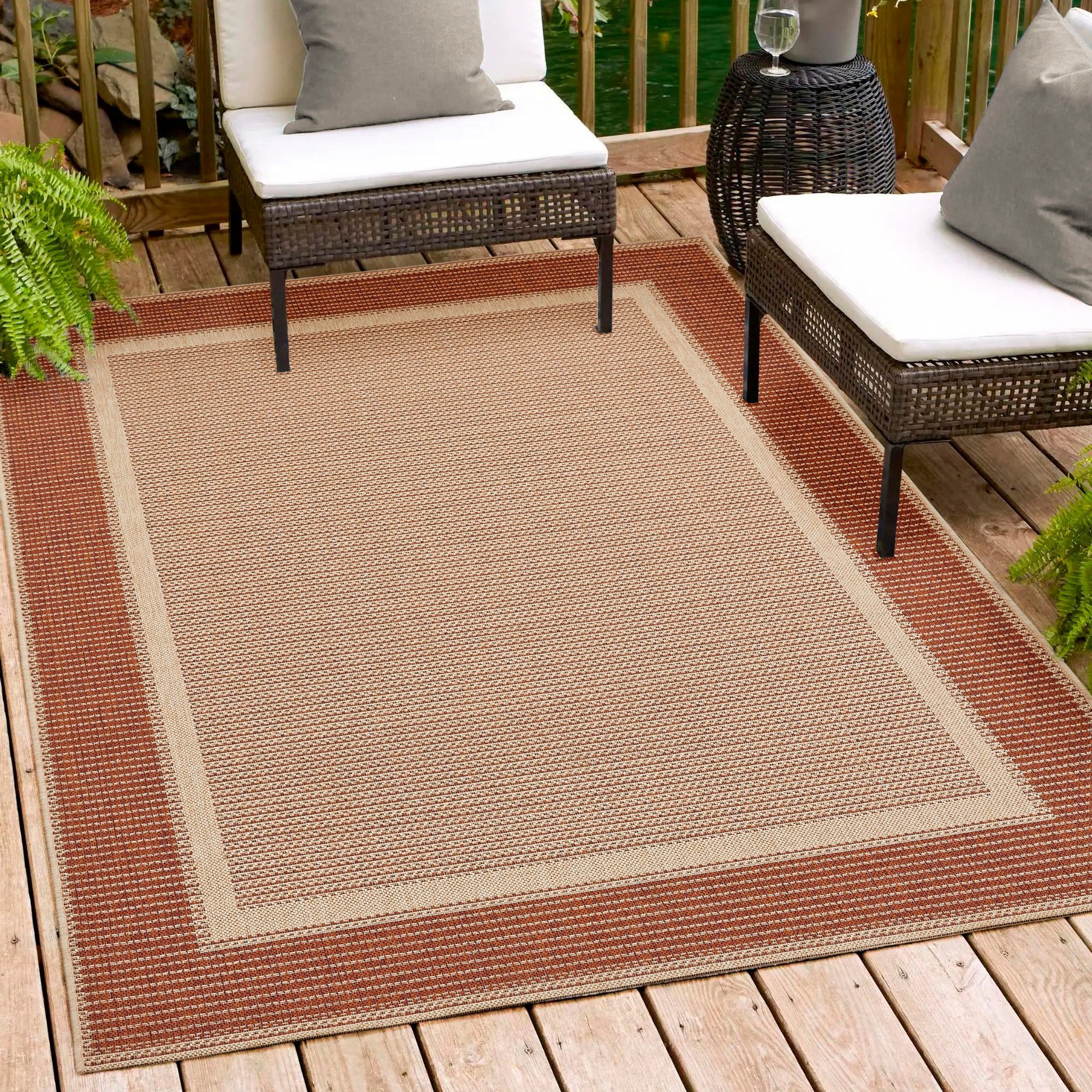 Andiamo Teppich ARIZONA 2, rechteckig, Höhe: 5 mm, Flachgewebe, mit Bordüre, In- und Outdoor geeignet, wetterfest