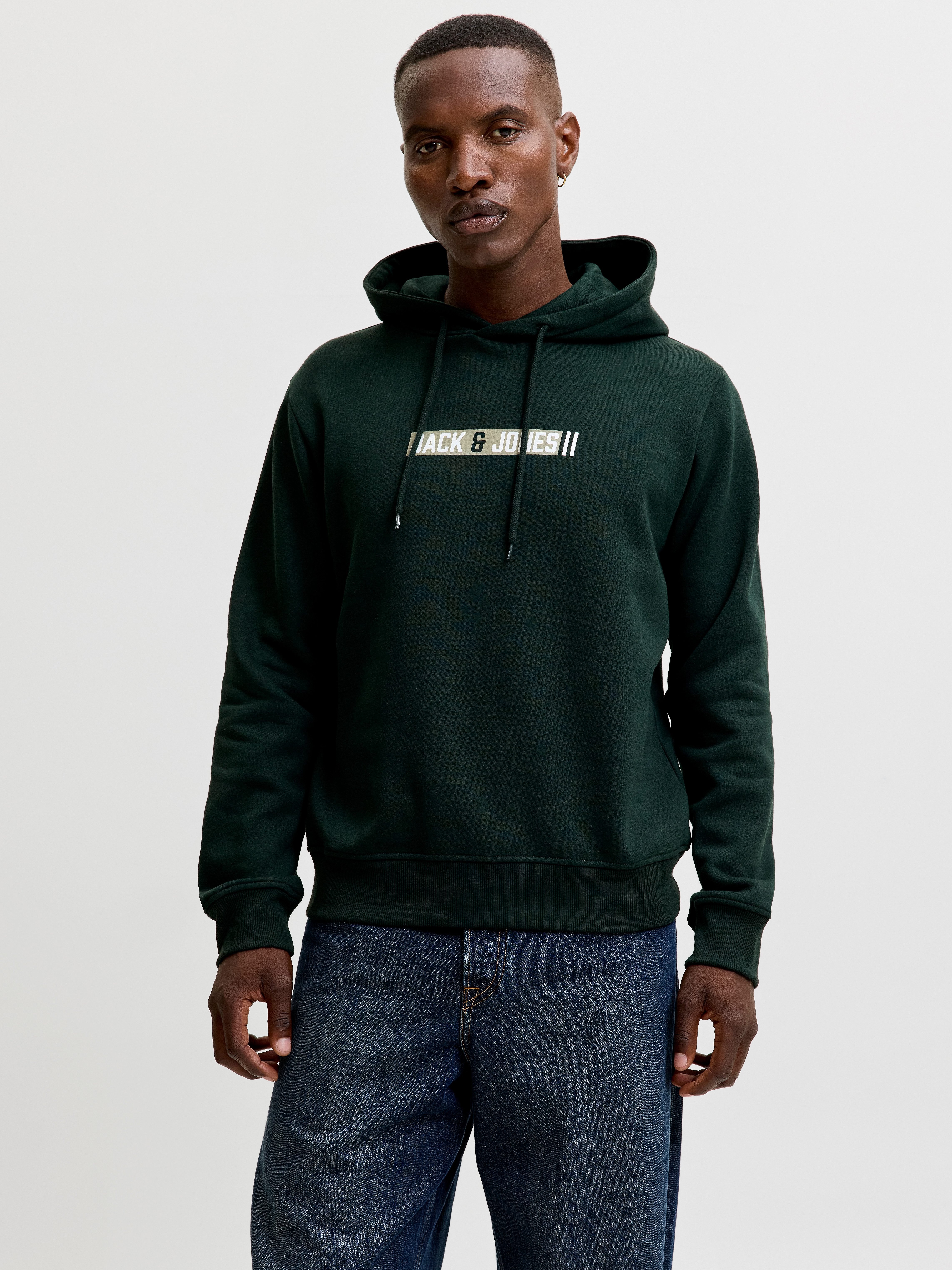 Jack & Jones Kapuzensweatshirt JJMUNK SWEAT HOOD Materialmix, regular fit