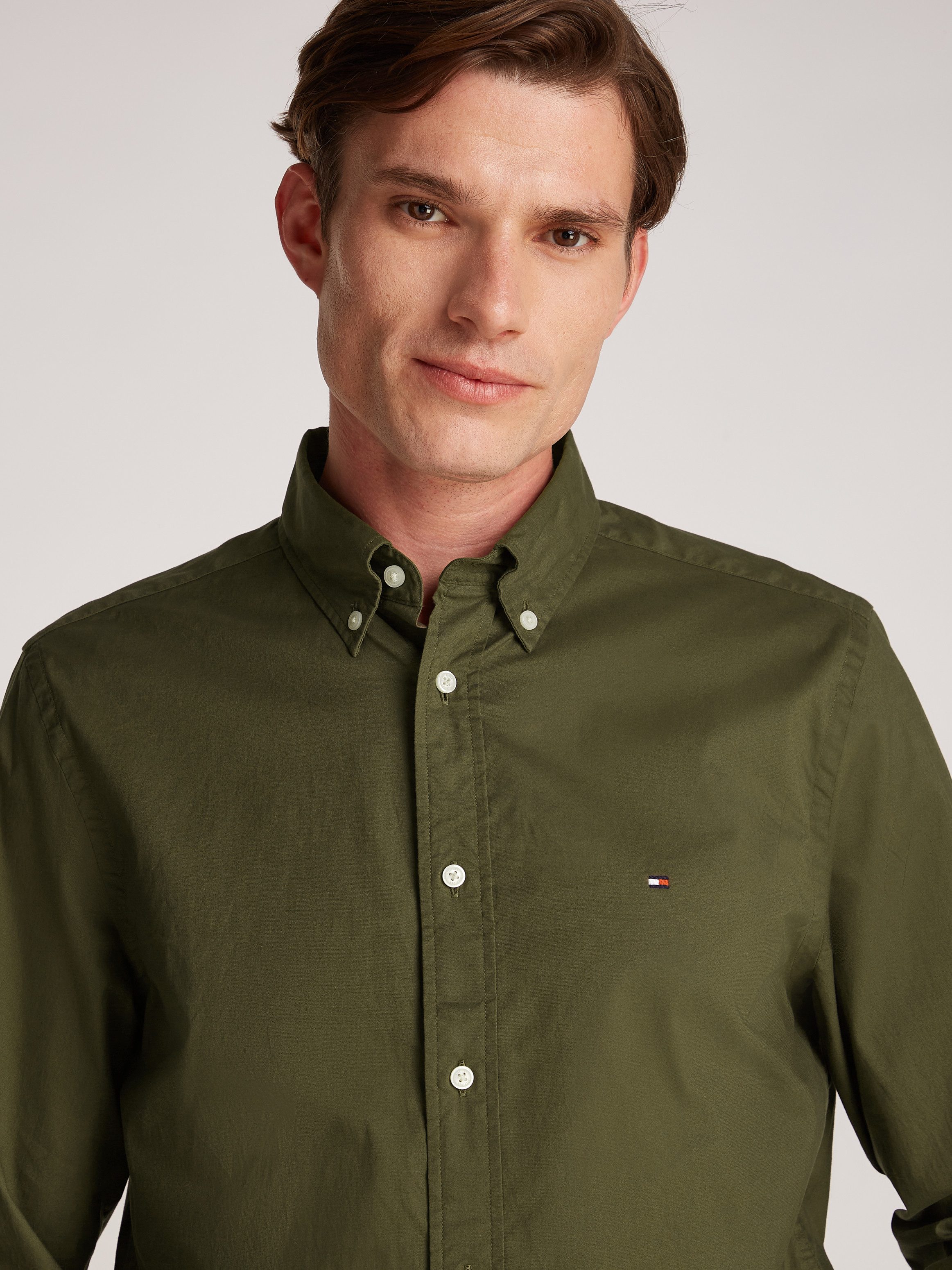 Tommy Hilfiger Businesshemd FLEX POPLIN SOLID Regular Fit Flex Cotton