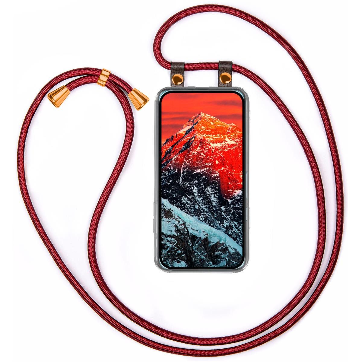 moex Handykette für Google Pixel 9 Pro Hülle mit Band Free Spirit Rot 6,3 Zoll, Handyhülle zum Umhängen Handyband Kette abnehmbar Handy Umhängeband