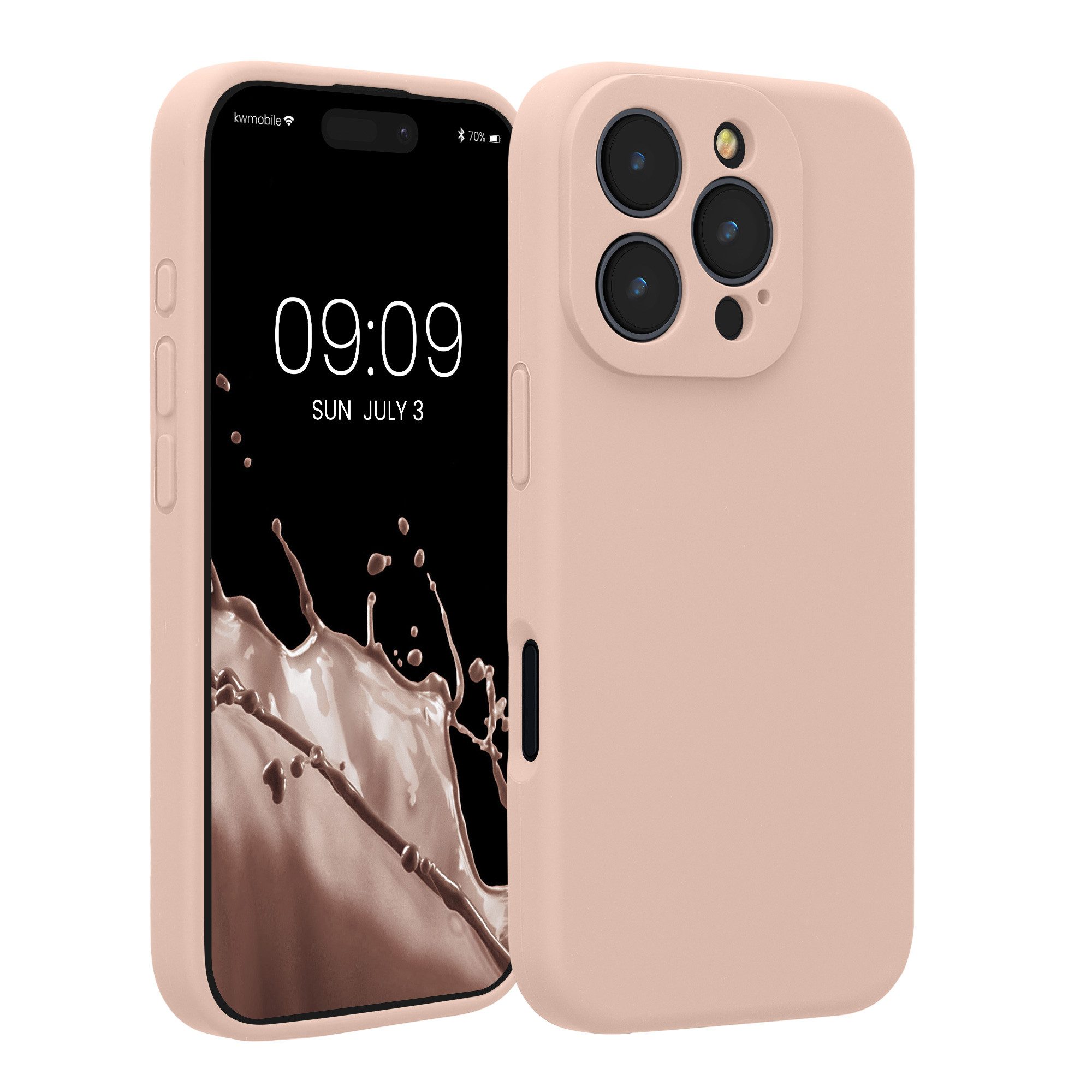 kwmobile Smartphone-Hülle Hülle für Apple iPhone 16 Pro, Hülle Silikon gummiert - Handyhülle - Handy Case in Altrosa