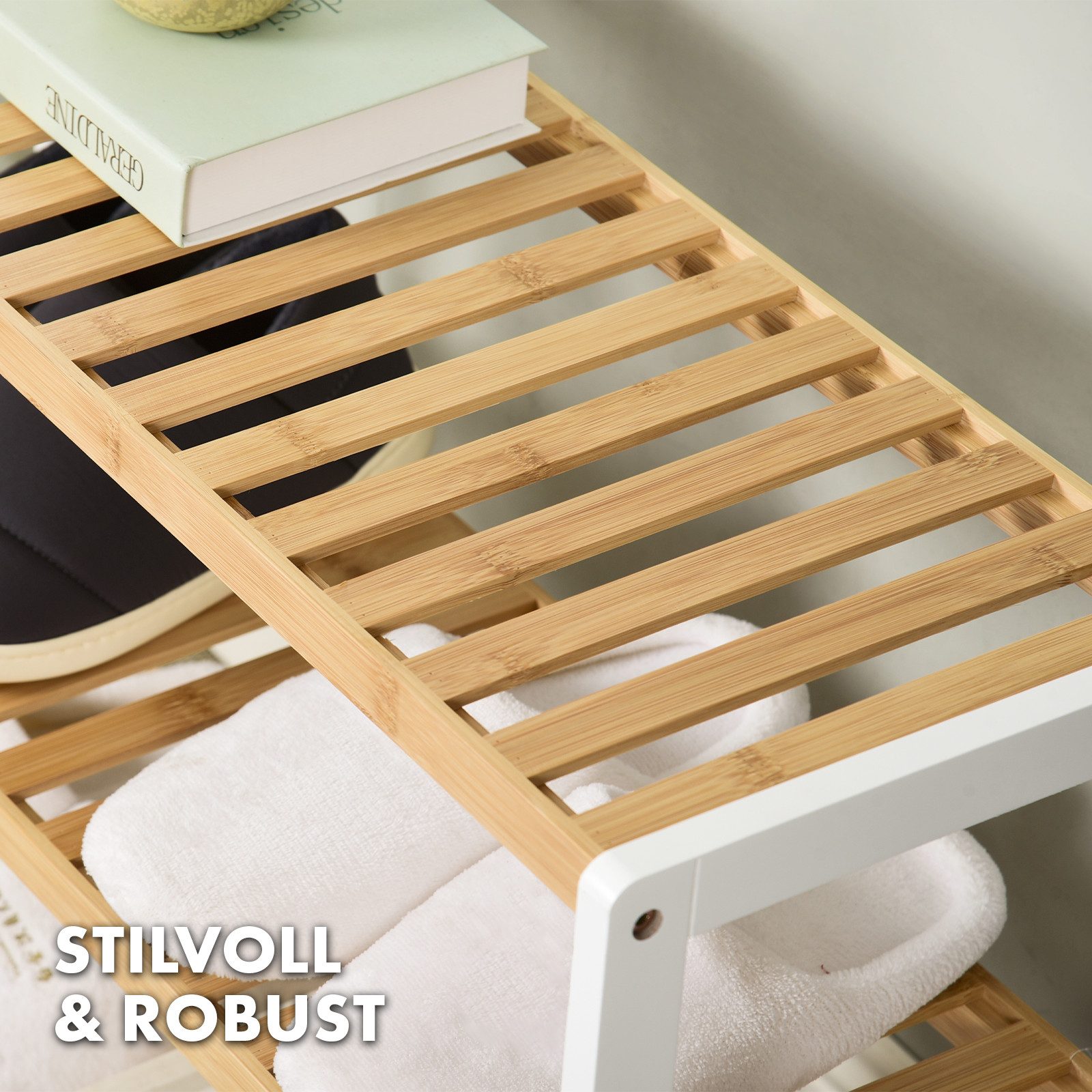 Kubus Schuhschrank Bambus-Schuhregal Timber, Drei Etagen