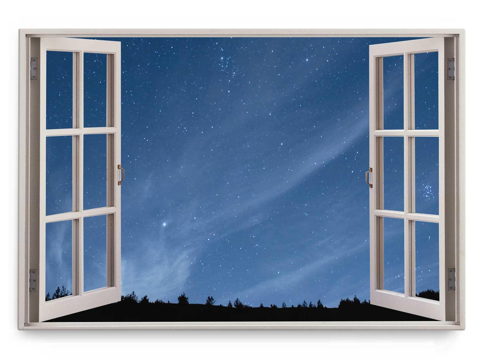 Sinus Art Leinwandbild Wandbild 120x80cm Fensterbild Sternenhimmel Astrofotografie Sterne Nac, (1 St)