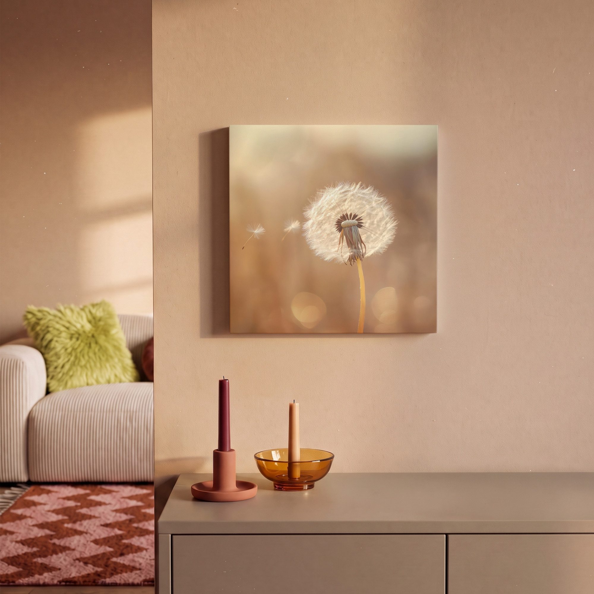 OneMillionCanvasses® Leinwandbild Löwenzahn - Beige - Natur - Blume, Fotodruck (1 St), Leinwand Canvas Wandbild, Wanddekoration 20x30 cm – Bild 2 von 5