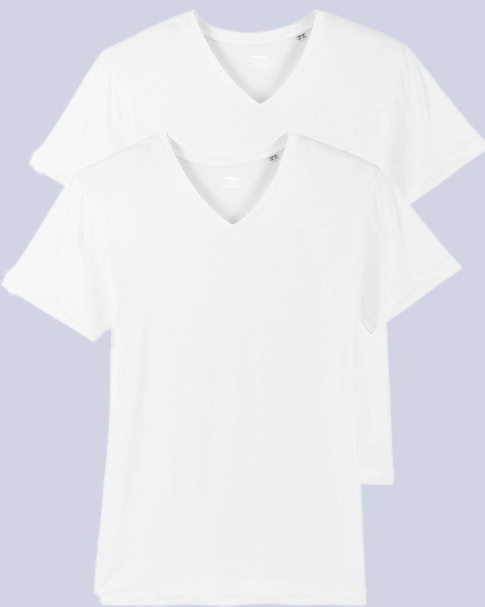 YTWOO T-Shirt 2er Pack V T-Shirt für Männer, Fair & Nachhaltig (Spar-Set, 2er Set) Weiß