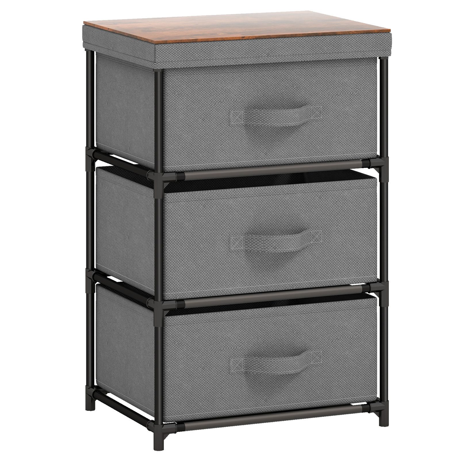 COSTWAY Nachttisch (1-St), mit 3 klappbarem Stoffschubladen, Metallrahmen, günstig online kaufen