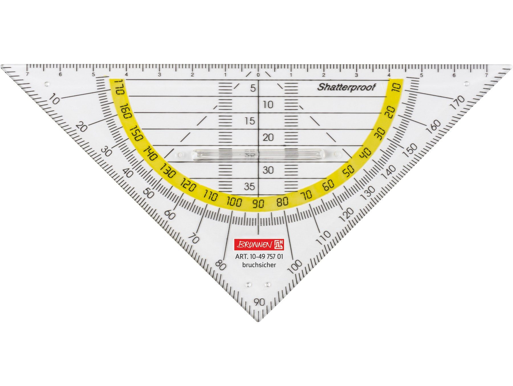 Baier Kindersitz Geodreieck Geometrie-Dreieck mit Griff und Gradskala 16 cm, bruchsicher, mit Tuschenoppen, mit Facette