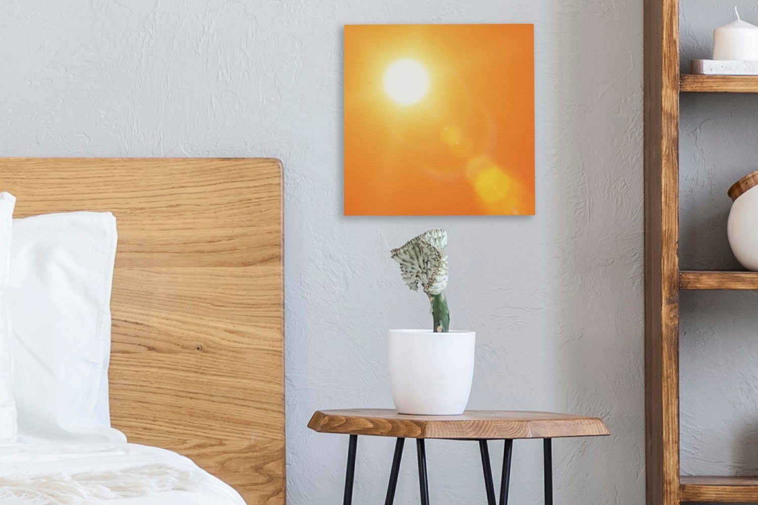 OneMillionCanvasses® Leinwandbild Orangefarbenes Glühen der Sonne, Fotodruck (1 St), Wandbild, Deko Schlafzimmer Wohnzimmer Flur 20x20 cm – Bild 4 von 5