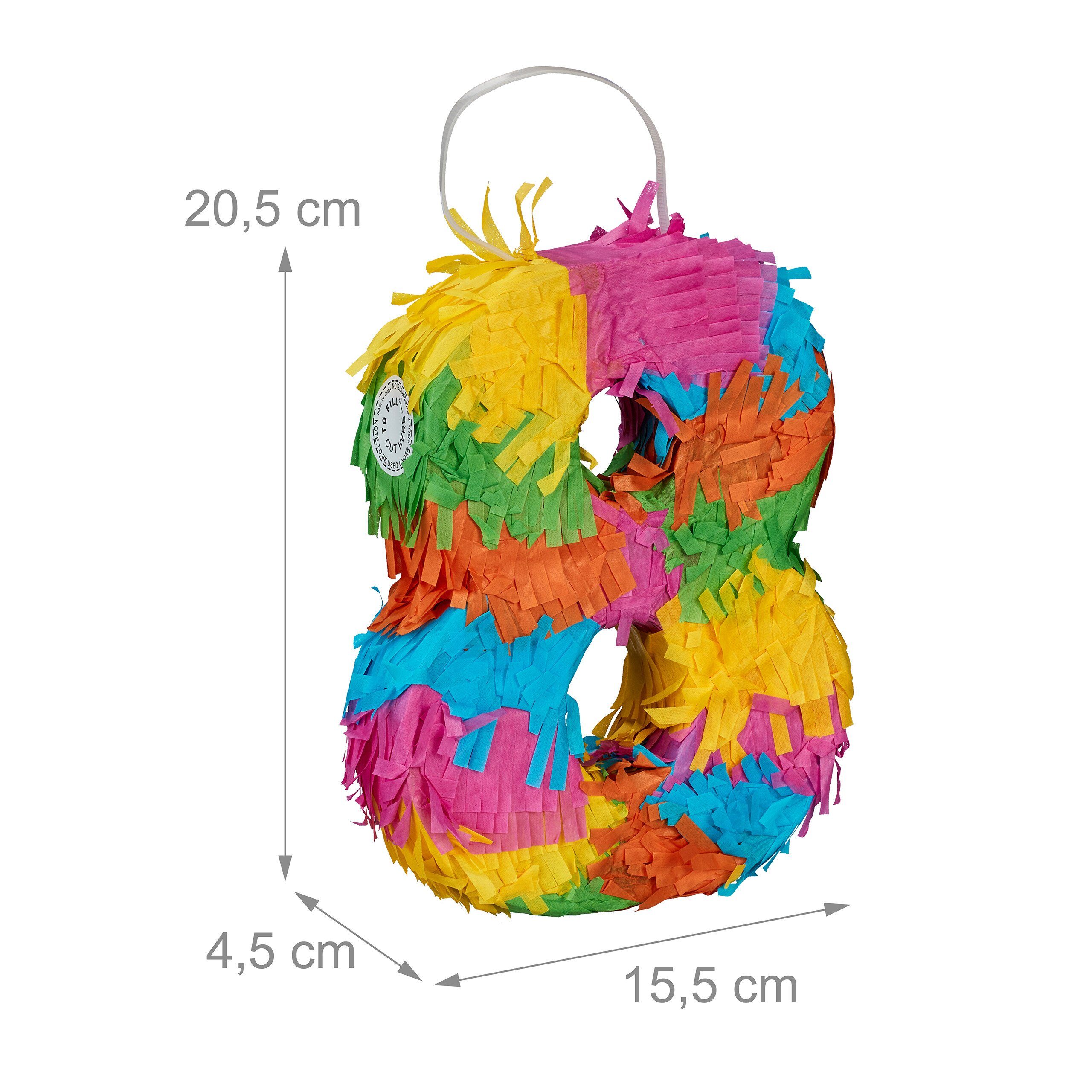 relaxdays Pinata Mini Pinata Zahl 8