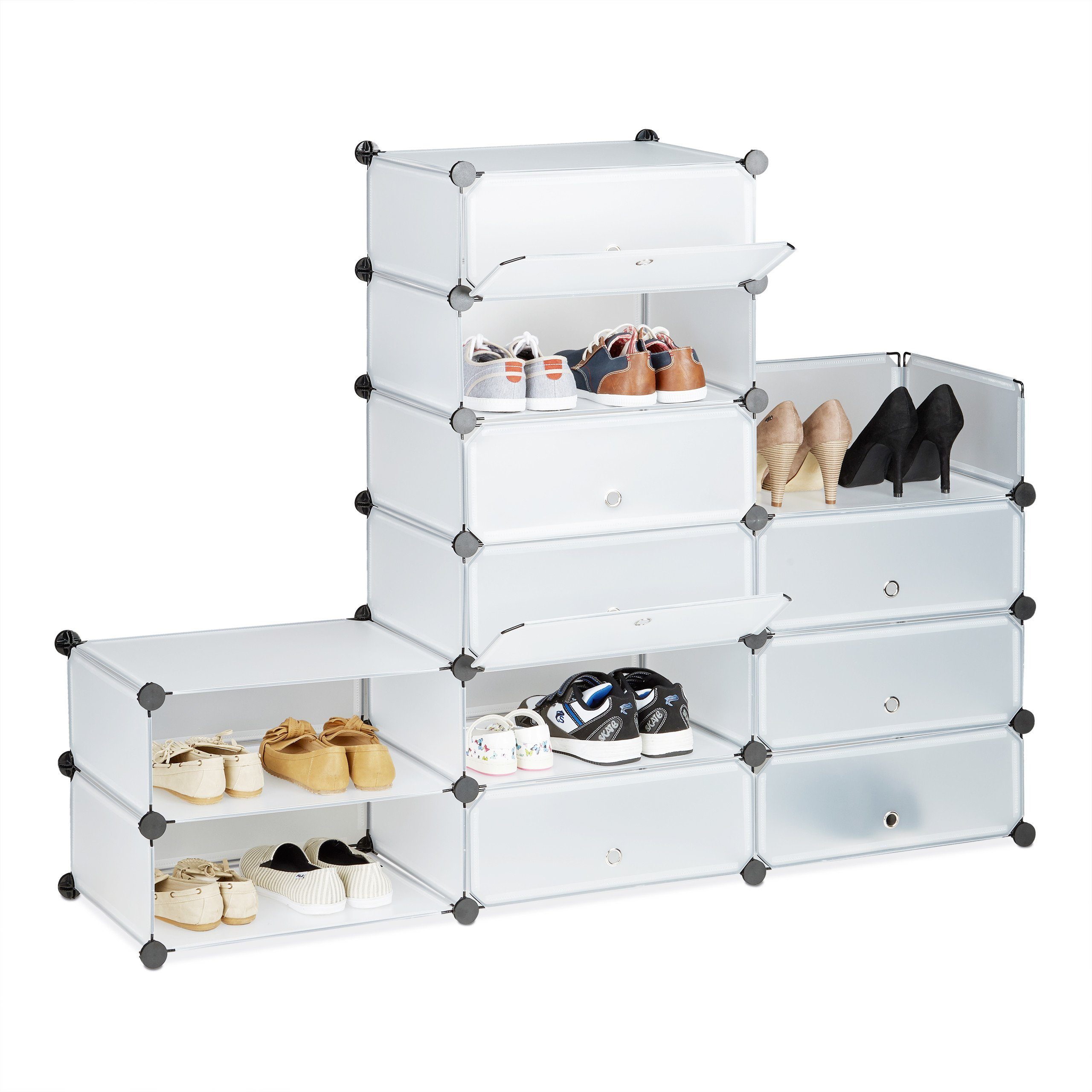 relaxdays Schuhschrank mit 12 Fächern (100-St) transparent – Bild 3 von 5