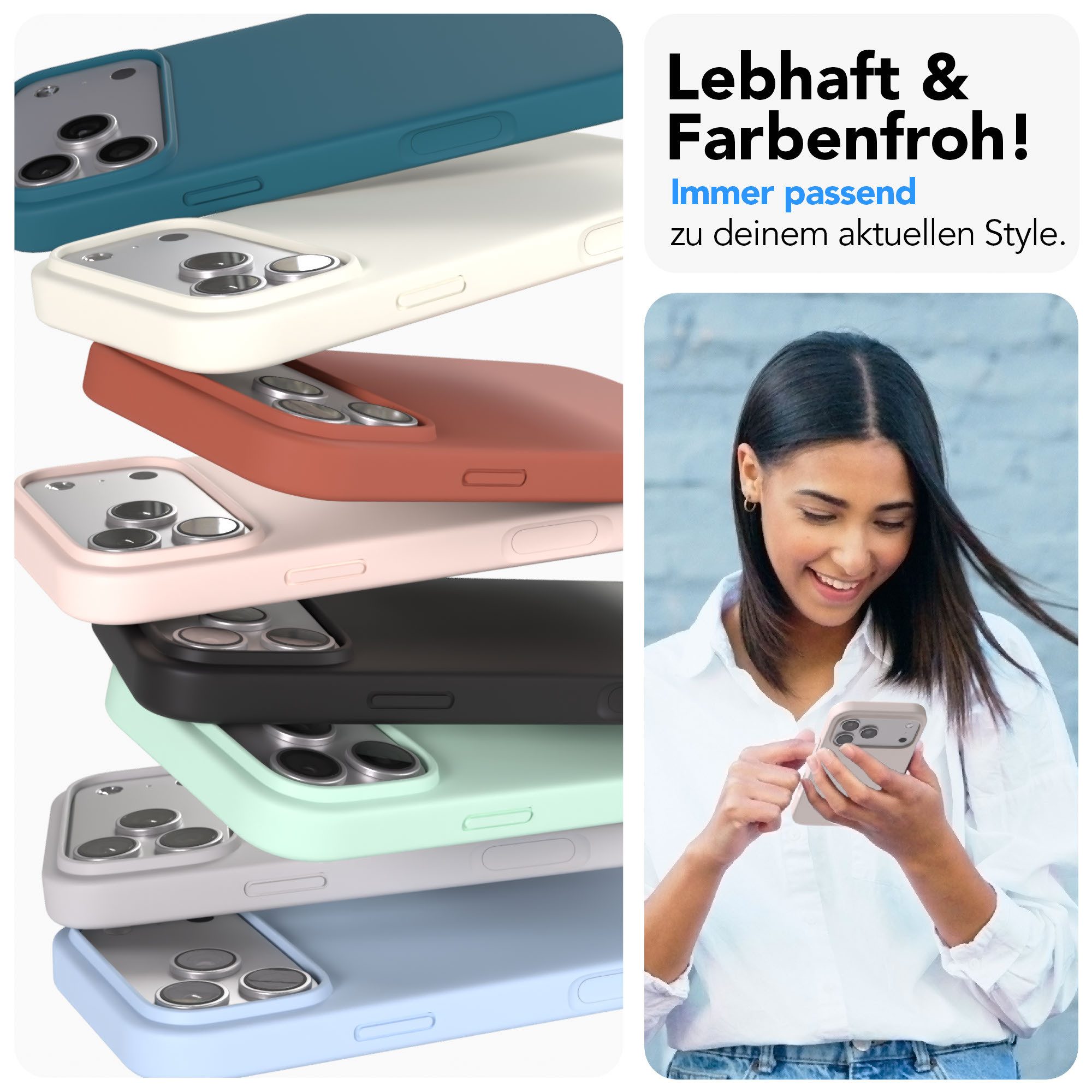EAZY CASE Handyhülle für Apple iPhone 17 Pro Max Hülle Silikon 6,9 Zoll, Silikon Schutzhülle mit Kameraschutz kratzfest Cover Rosabraun