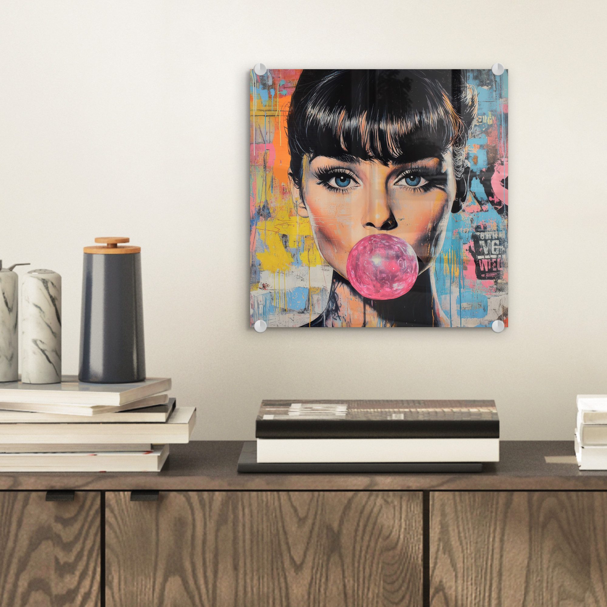 MuchoWow Acrylglasbild Kaugummi - Frau - günstig online kaufen