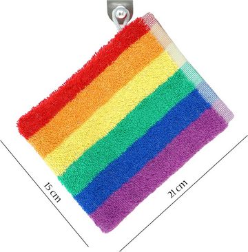 Lashuma Waschhandschuh Regenbogen (Set, 4-tlg., 4er 15x21 cm), bunte Frottee Waschlappen 15x21 cm