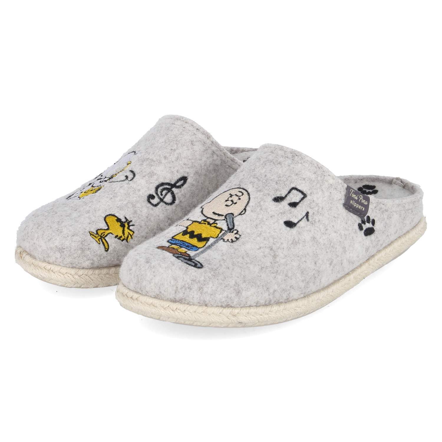 Toni Pons Toni Pons Pantoffeln Snoopy Milk Damen Filz grey Pantolette