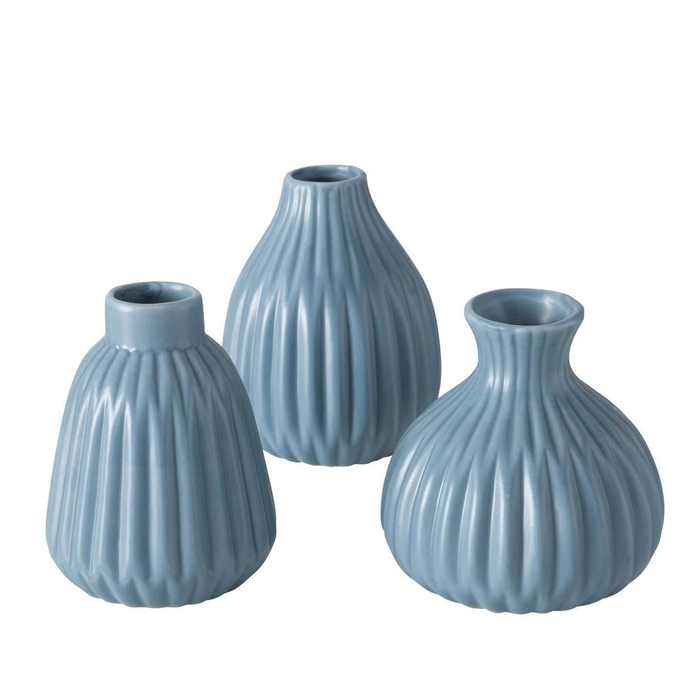 Tischvase Deko Vase im 3er Set aus Keramik Mattes Design Blau