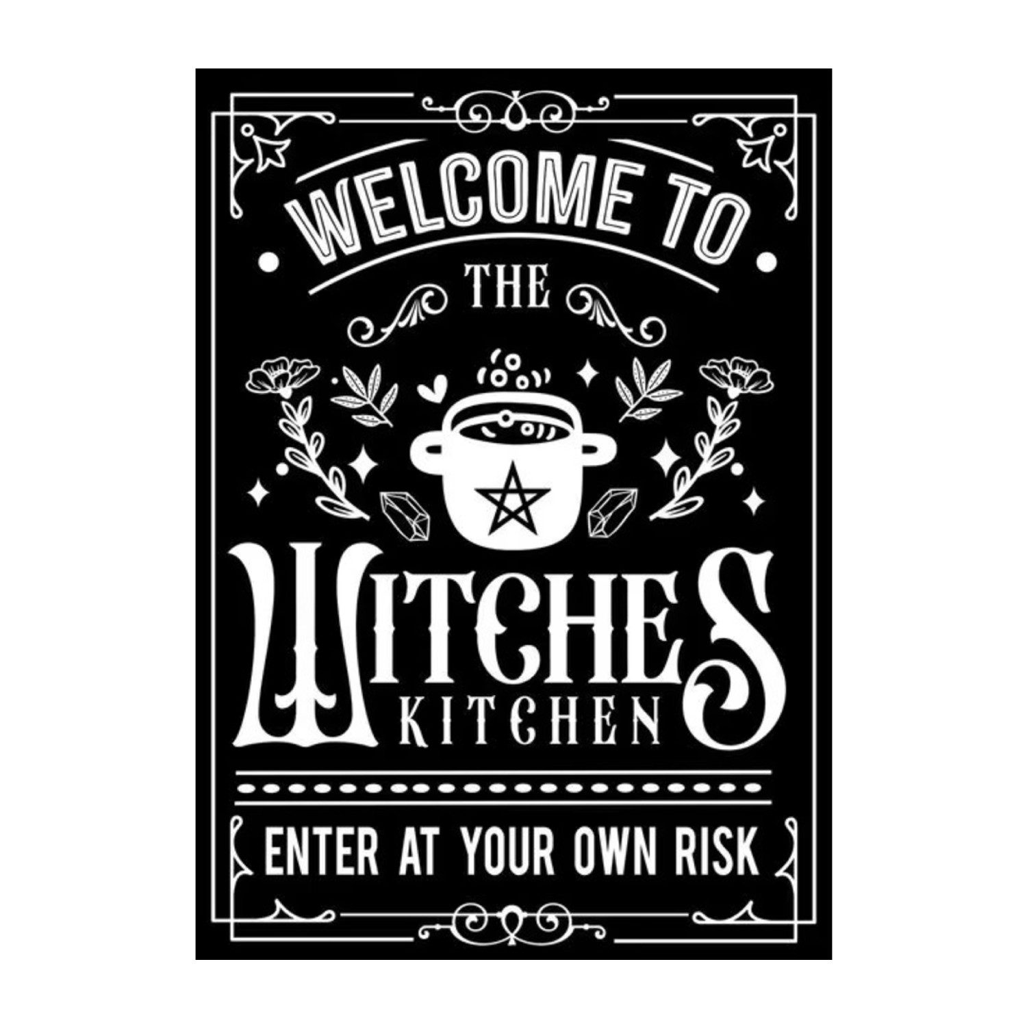 TPFLiving Kunstdruck OHNE RAHMEN, Magische Hexenkunst mit Katze und Trank - (Leinwandbild XXL), Farben: Farben: Schwarz, WeißGröße: 20x30cm