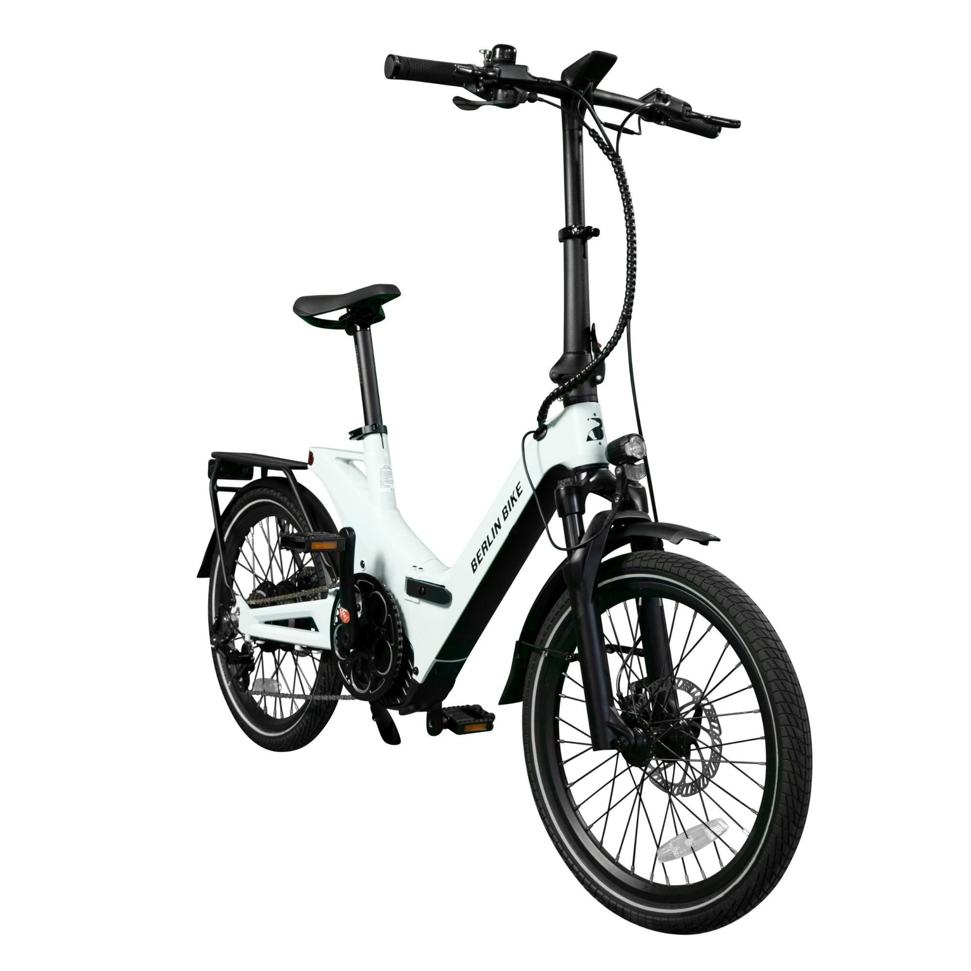 BERLIN BIKE 2GO E-Bike Folding Bike - 20-inch e-folding bike, full suspension, range approx. 50 km, 7-speed Shimano, Bafang rear hub motor, 378 Wh, (Ideal for riders 150 cm to 185 cm tall), portable bicycle, folding bike, collapsible e-bike