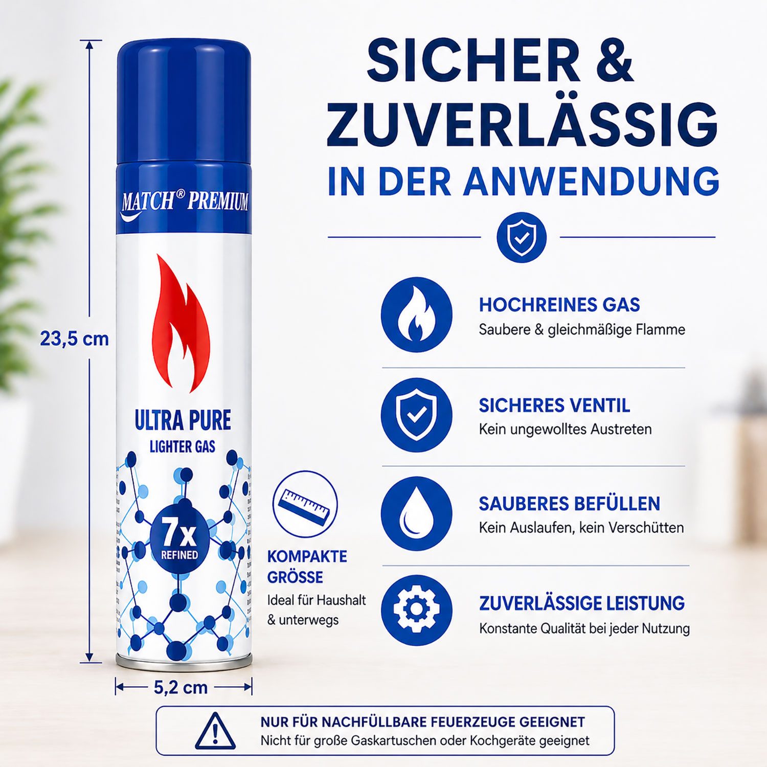 Silver Match Feuerzeug Feuerzeuggas Ultra Pure, 300ml (1-St), Butangas, Nachfüllgas, für Flammbierbrenner, Feuerzeuge