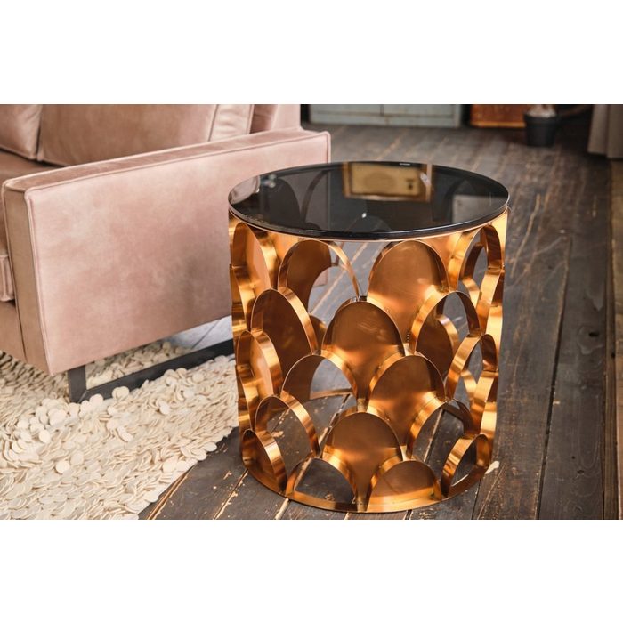 KAWOLA Beistelltisch MEDINA Tisch Glastisch Gestell rosé gold