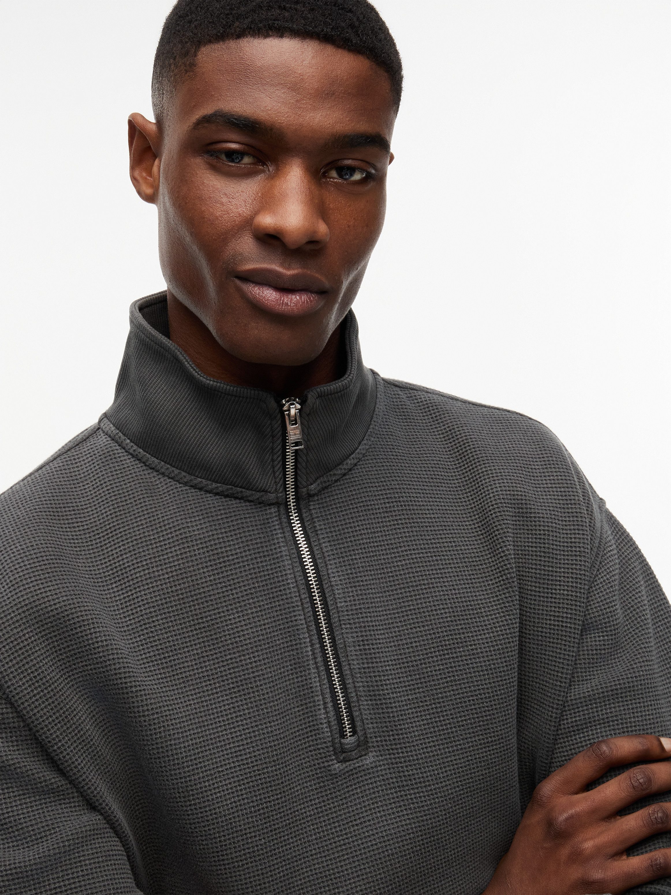 Tommy Jeans Sweatshirt TJM RELAXED WASHED WAFFLE QUARTER ZIP