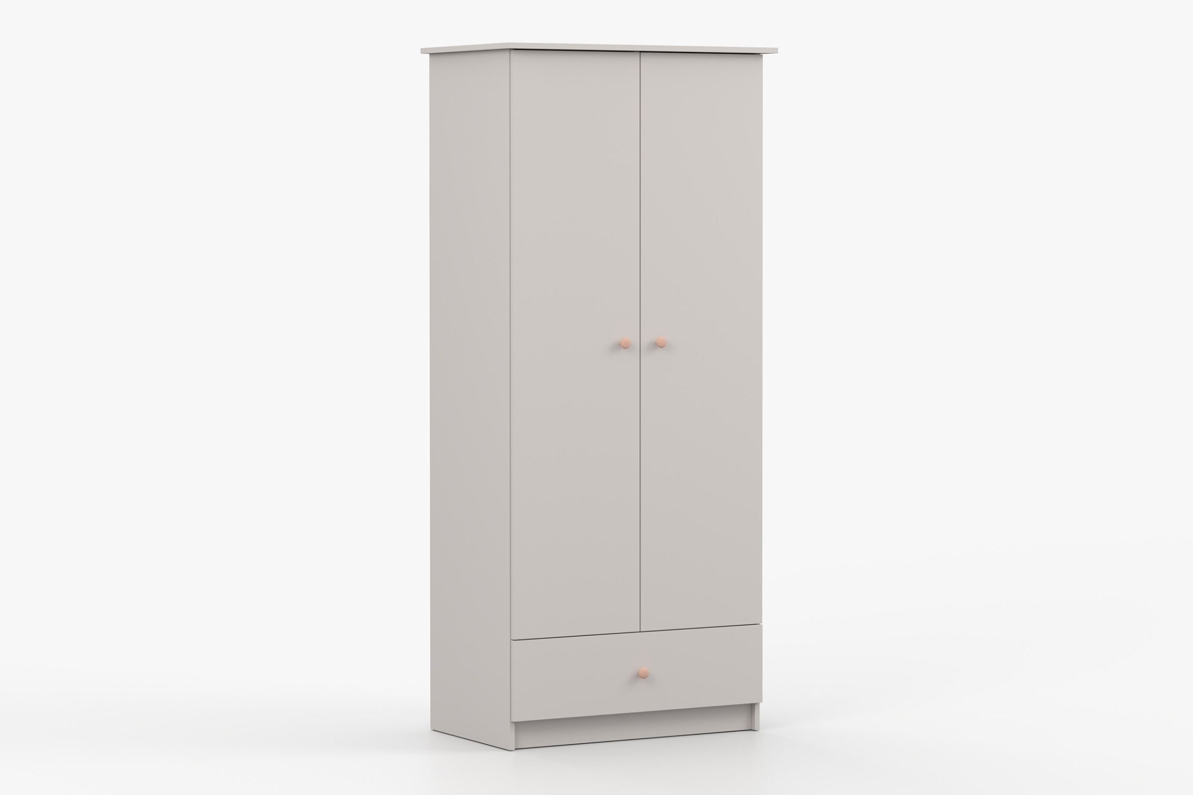 Deine Möbel 24 Kinderkleiderschrank OSCAR Kleiderschrank Drehtürenschrank 85 cm breit (Set, 2-St., ganz in Weiß / Cashmere, Griffe: Rosa / Anthrazit OSCAR-Kollektion) Kinderzimmer Jugendzimmer Jungenzimmer Mädchenzimmer
