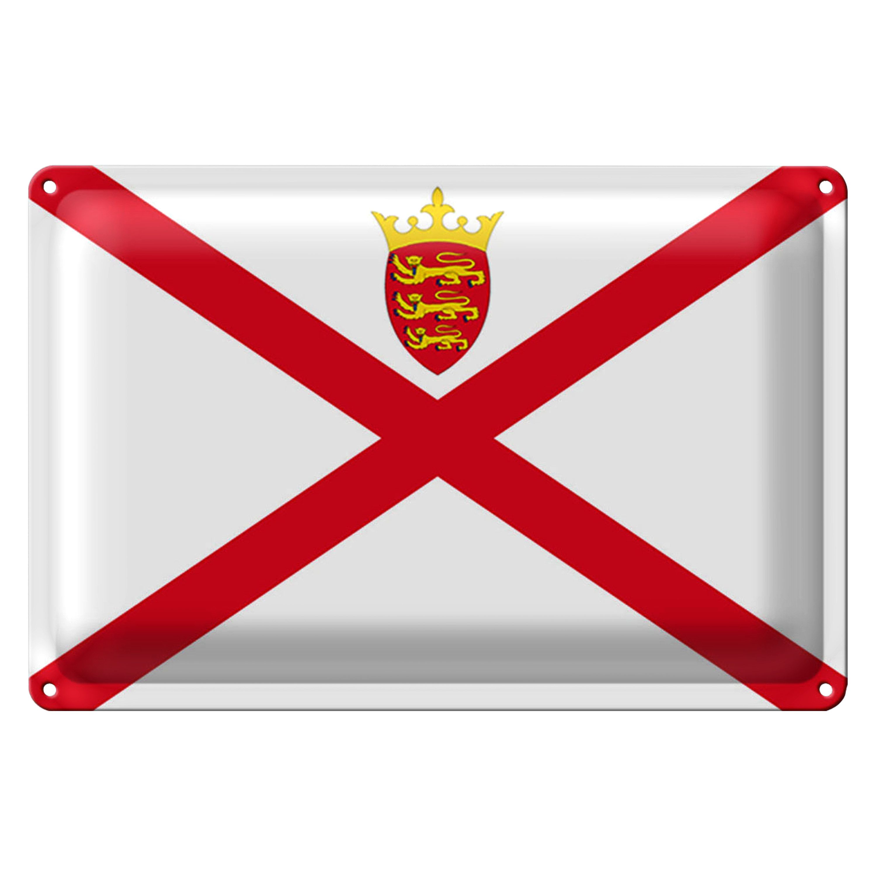 Roomando Metallschild Flagge Jersey 40x30cm Flag of Jersey