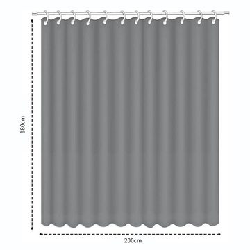 HYTIREBY Duschvorhang Duschvorhang(Marmordesign), atmungsaktiv, antibakteriell, Breite 180 cm, Höhe 200 cm, Textil (Polyester) mit Duschvorhangringen