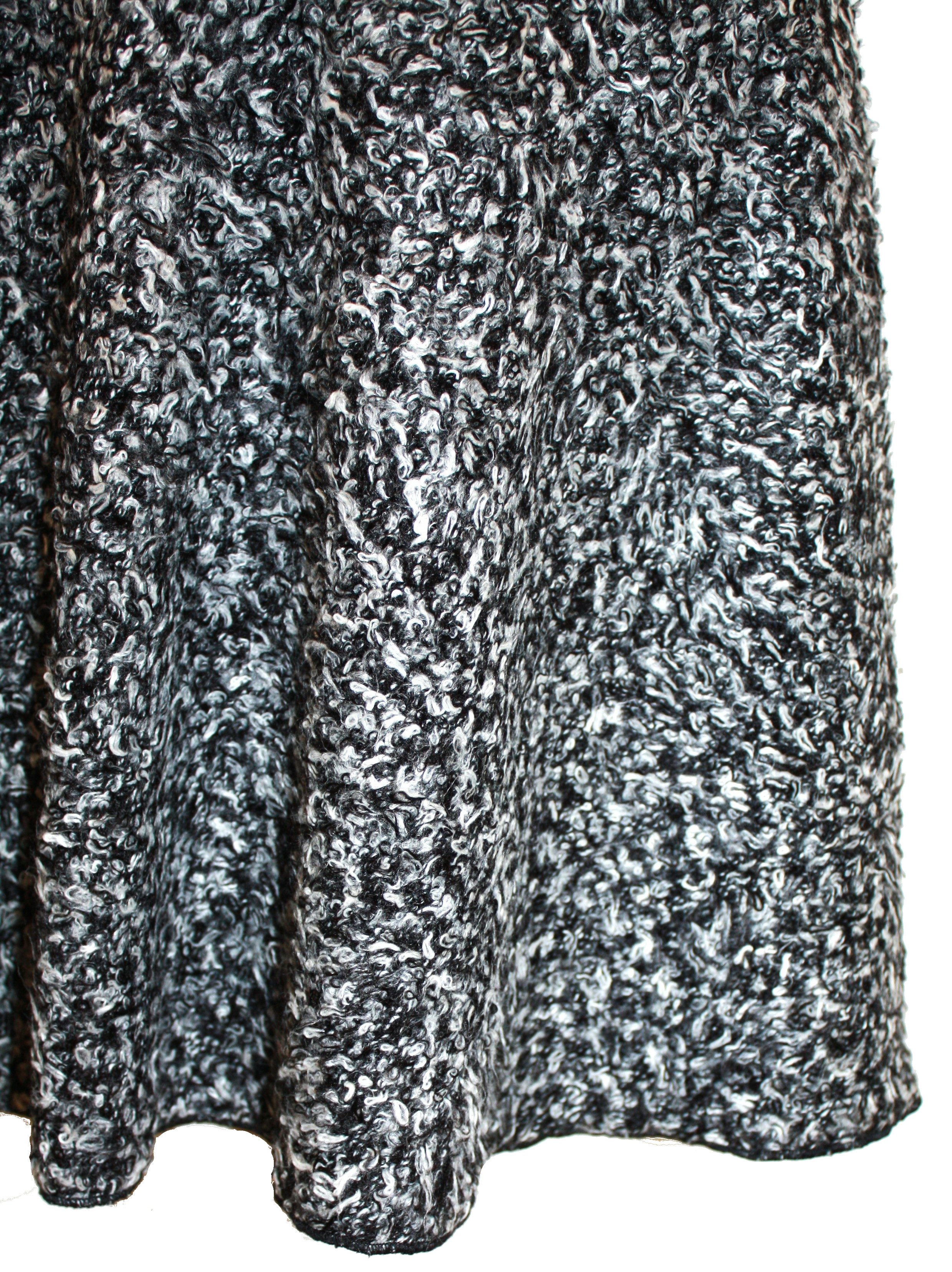 dunkle design Strickrock A-Linie Boucle Schwarz Weiß 57cm elastischer Bund günstig online kaufen