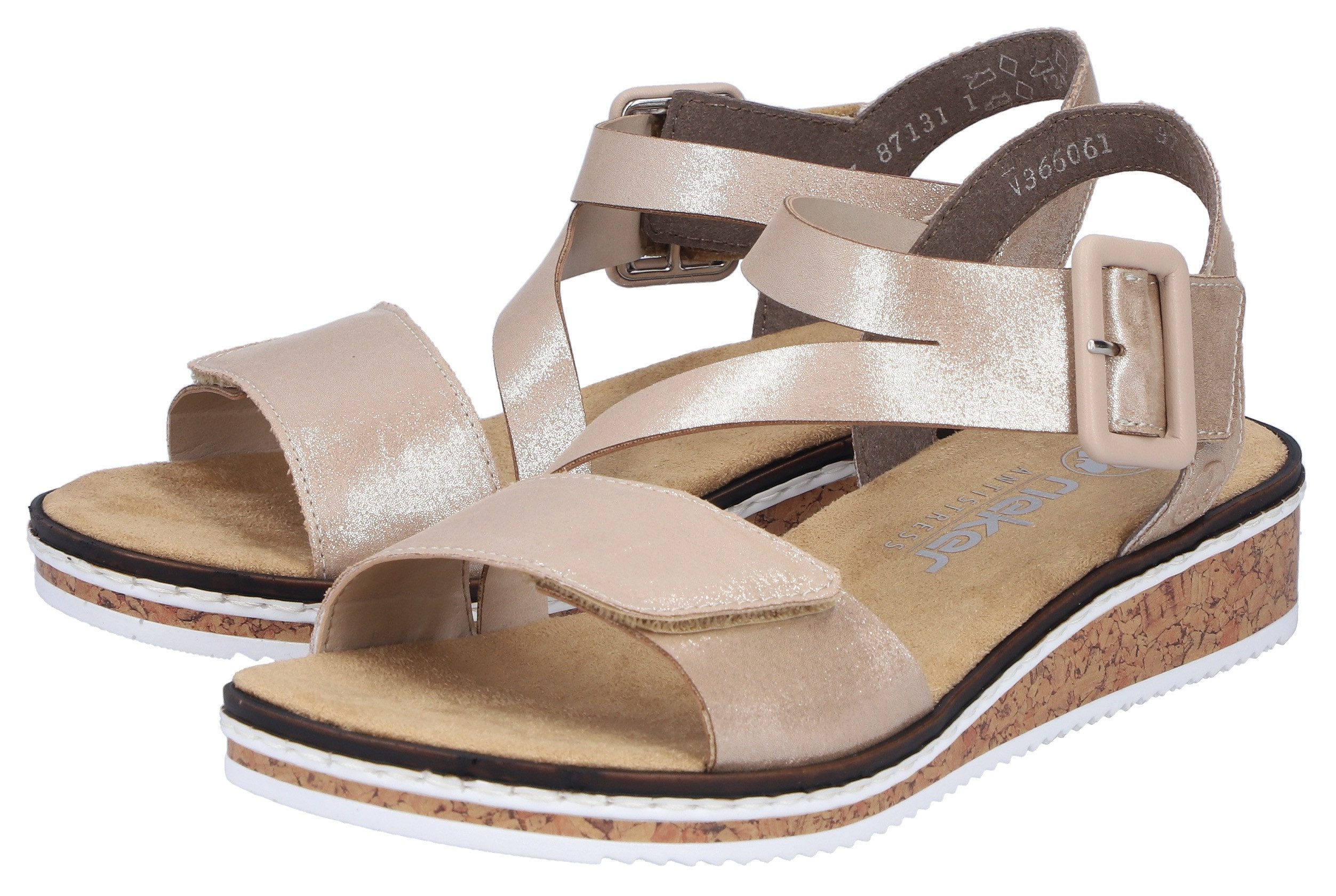 Rieker Riemchensandale Sommerschuh, Sandalette, Keilabsatz, mit asymmetrischem Riemchen