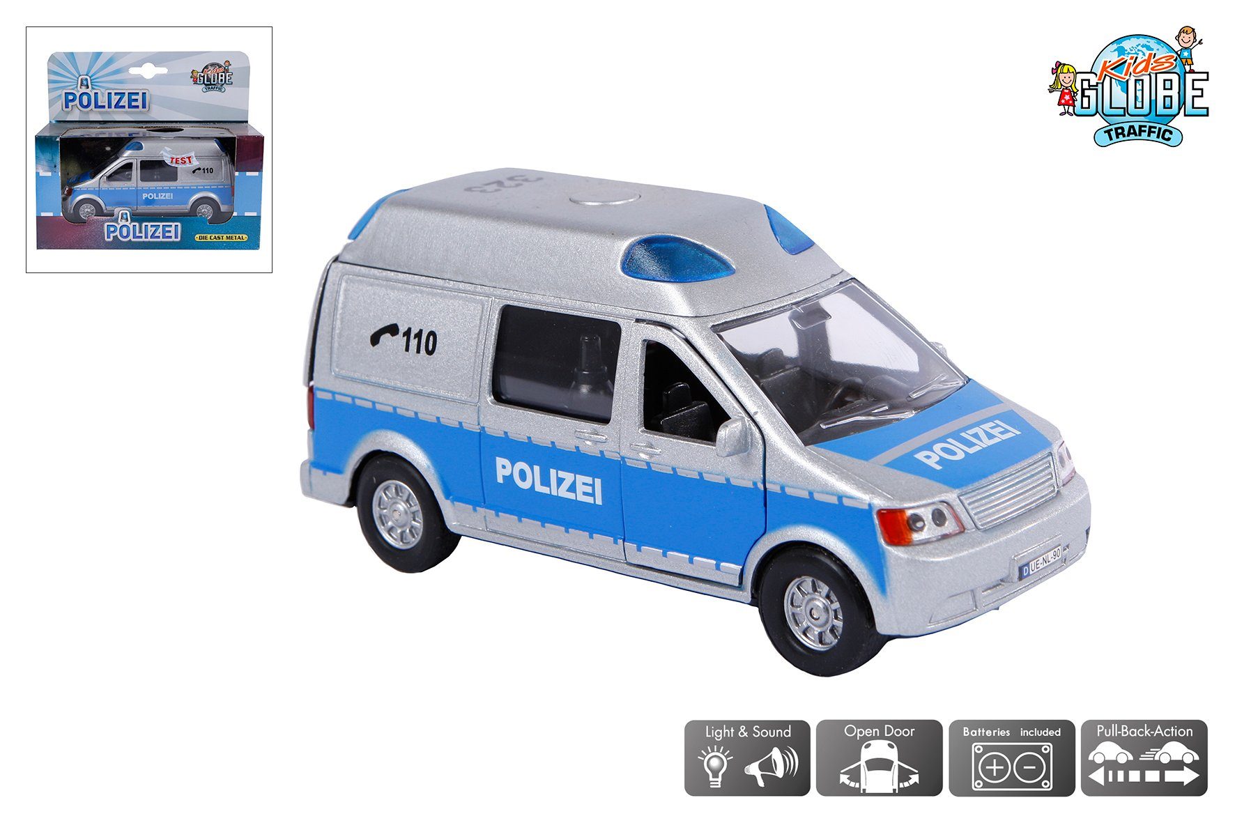 Kids Globe Spielwelt Kids Globe Polizeiauto Die Cast mit Licht & Sound, Rüc günstig online kaufen