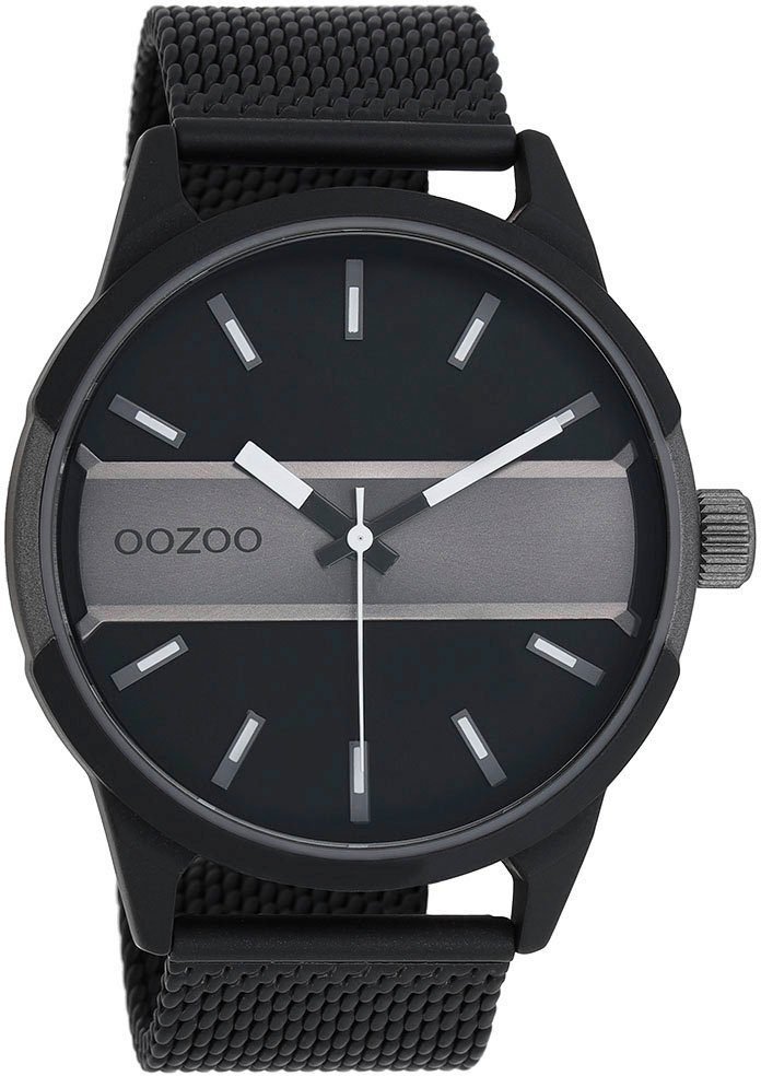 OOZOO Quarzuhr C11109, Metallgehäuse, schwarz/grau IP-beschichtet, Ø ca. 48  mm