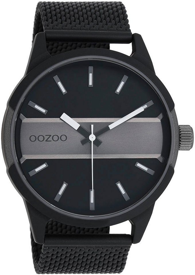OOZOO Quarzuhr C11109, Metallgehäuse, schwarz/grau IP-beschichtet, Ø ca. 48  mm