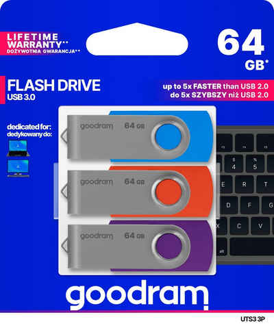 Goodram »UTS3 MIX 64GB USB 3.0 3 PACK« USB-Stick (USB 3.0, Lesegeschwindigkeit 60 MB/s)