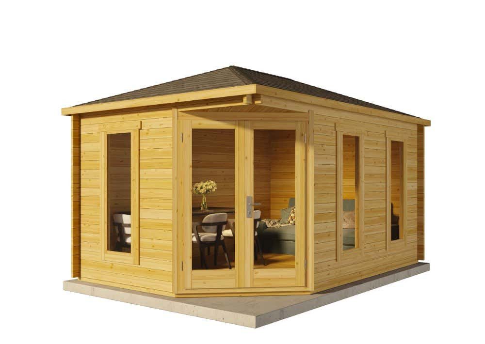 Alpholz Gartenhaus Holz 5-Eck Lido-40, BxT: 470x325 cm, in Naturbelassen mit 40mm Wandstärke