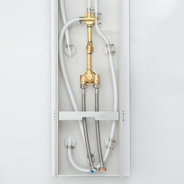 Schütte Regenduschkopf Glas-Duschpaneel mit Thermostatbatterie LANZAROTE Weiß, (1-tlg)